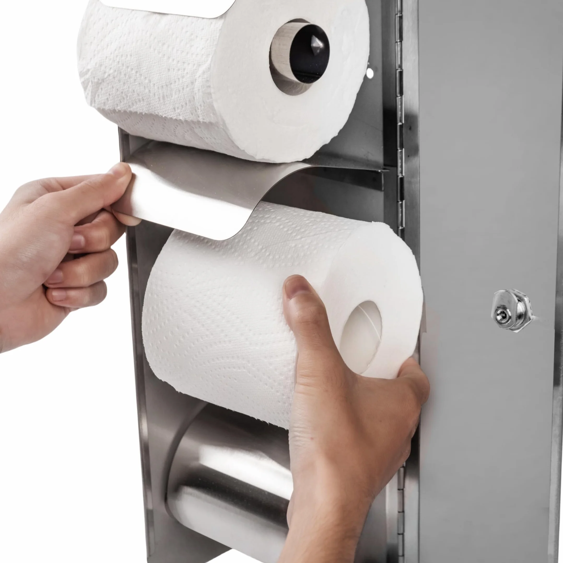 Desyeryamimi Portarrollos de Papel Higiénico Comercial con Cerradura, Dispensador de Acero Inoxidable de 3 Rollos, Montaje en Pared