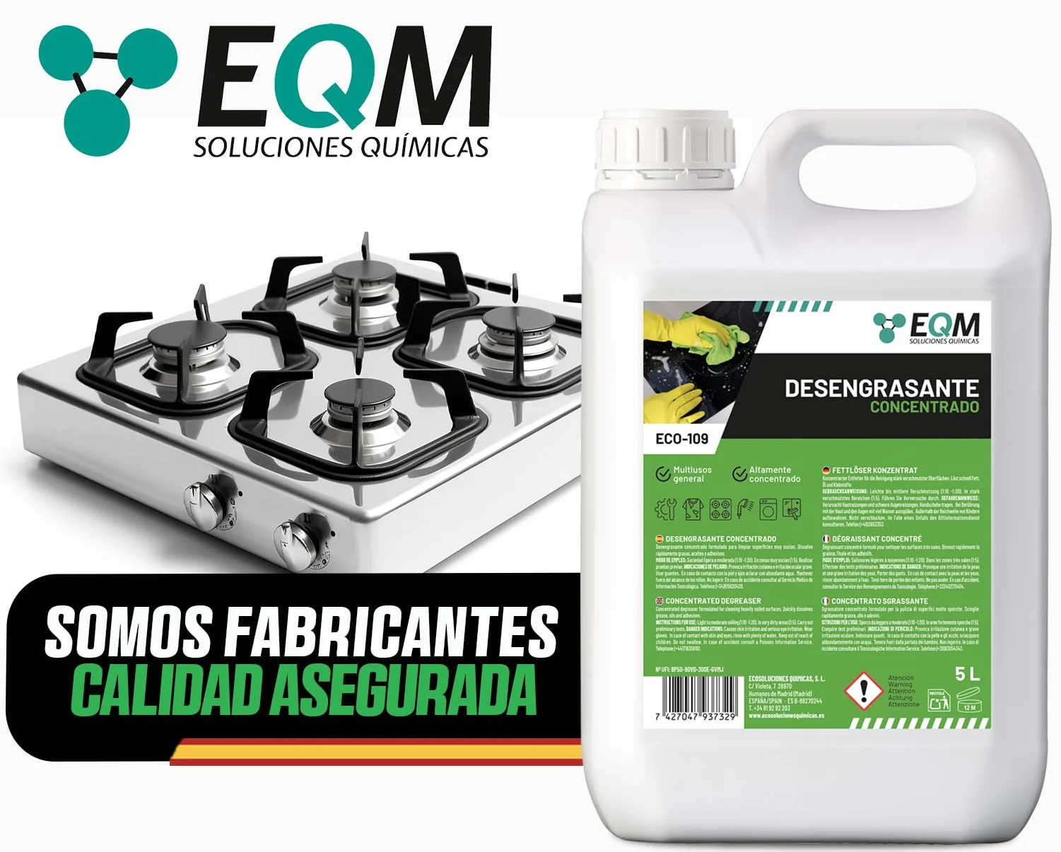 EQM ECO-109 Desengrasante Concentrado 5L Quitagrasas Alta Eficacia