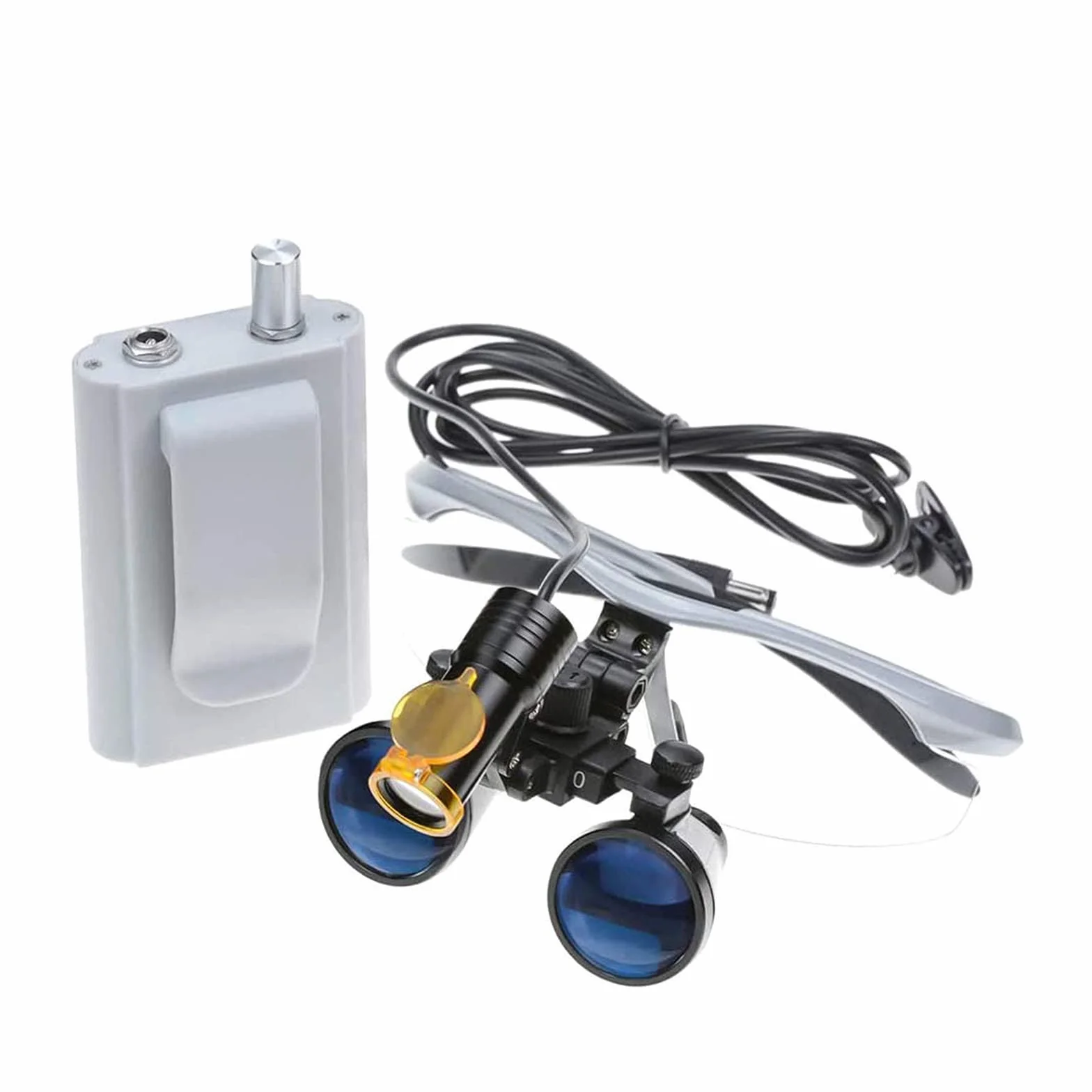 Médico Dental Lupas Quirúrgicas 2.5X 3.5X Vidrio óptico Lupa con LED Luz Cabeza Lámpara Estuche Transporte Silver