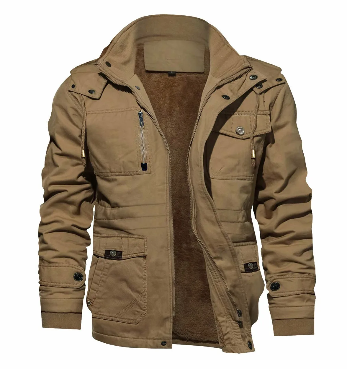 KEFITEVD Parka de invierno para hombre Chaqueta abrigada de invierno con capucha extraíble Abrigo forrado Chaqueta de transición de invierno con forro polar Chaqueta