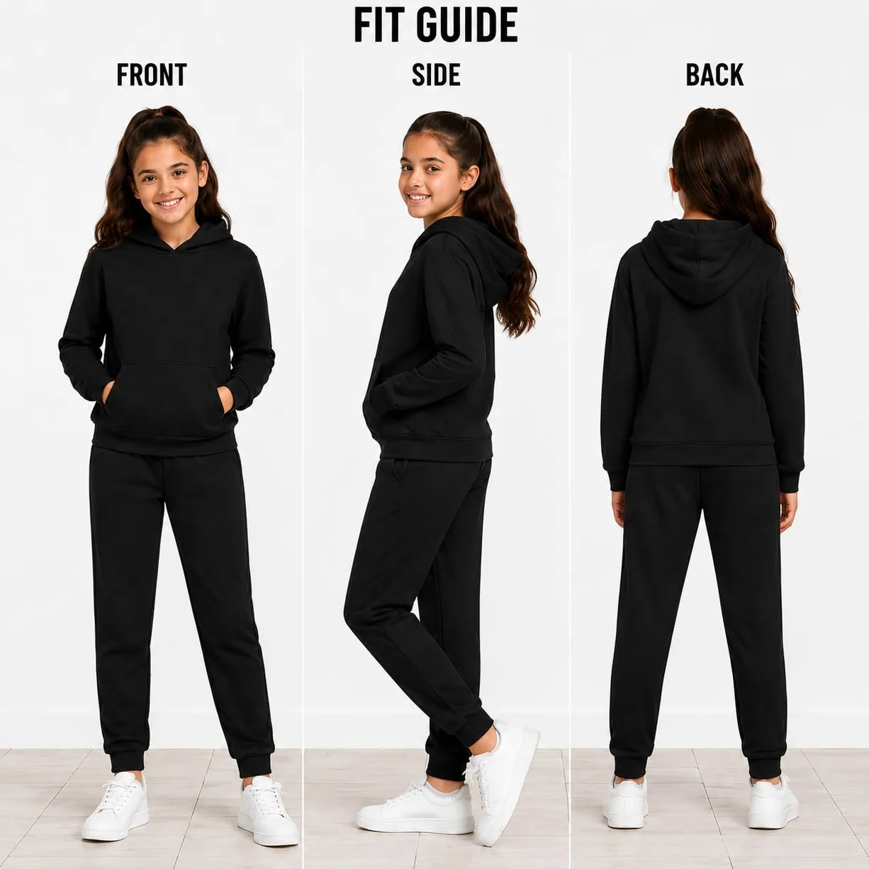 Real Love Conjunto de sudadera para niñas, 4 piezas, forro polar suave, ligero, sudadera con capucha y pantalones deportivos para niñas (tallas 5-16)