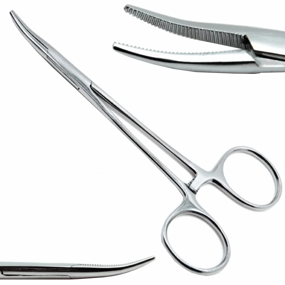 Pinzas hemostáticas curvadas de acero inoxidable 16 cm para anzuelos