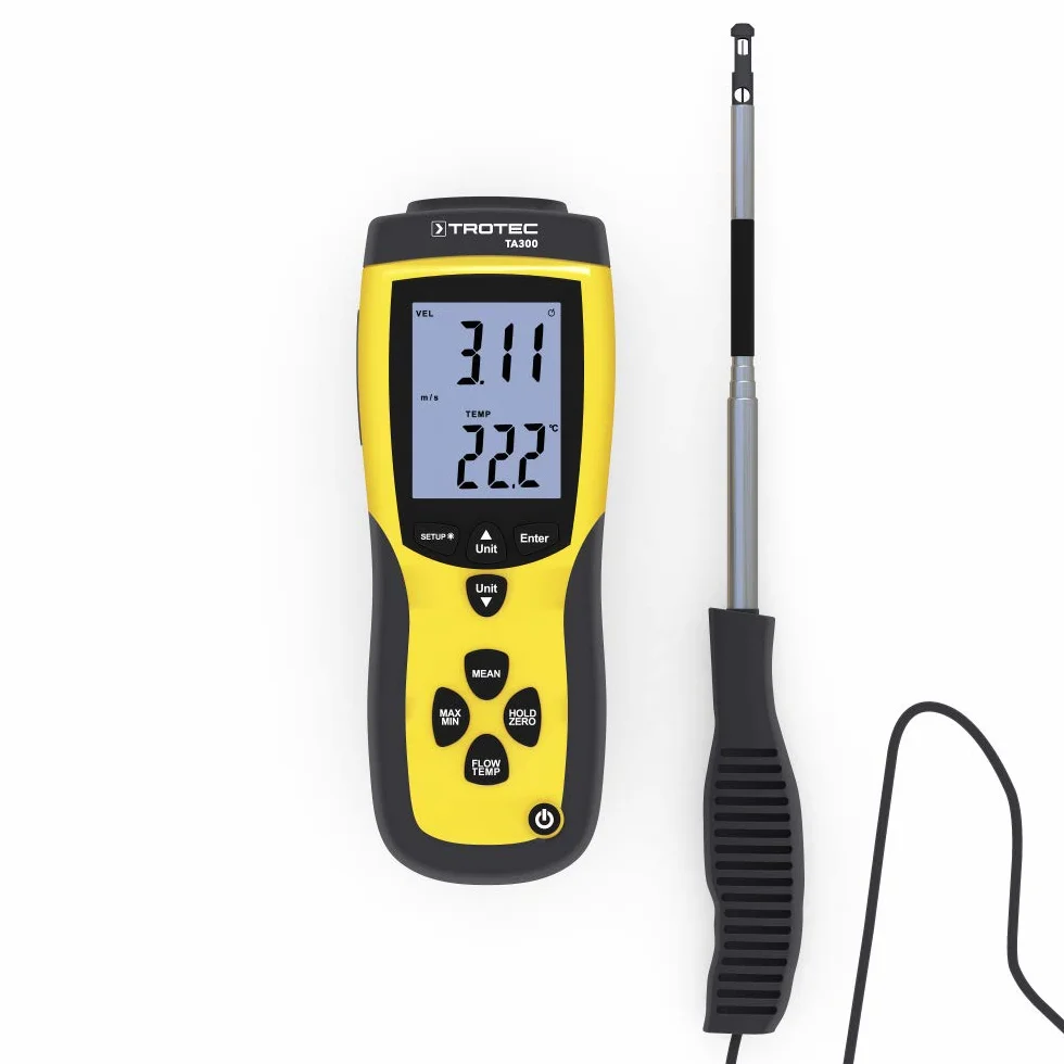TROTEC Anemómetro TA300 Sonda Recta con Certificado de Calibración