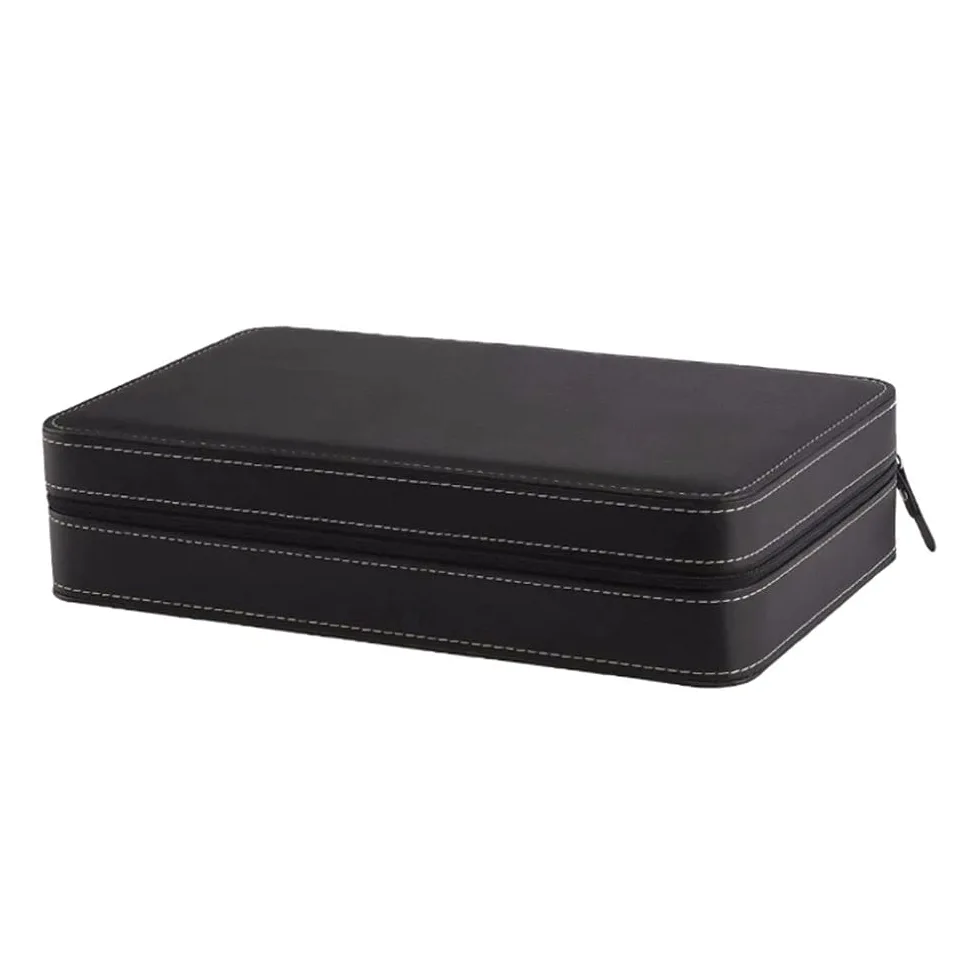XBTGS Caja de reloj de 6/10/12 ranuras, elegante reloj de pulsera, caja de regalo, organizador de almacenamiento, color gris