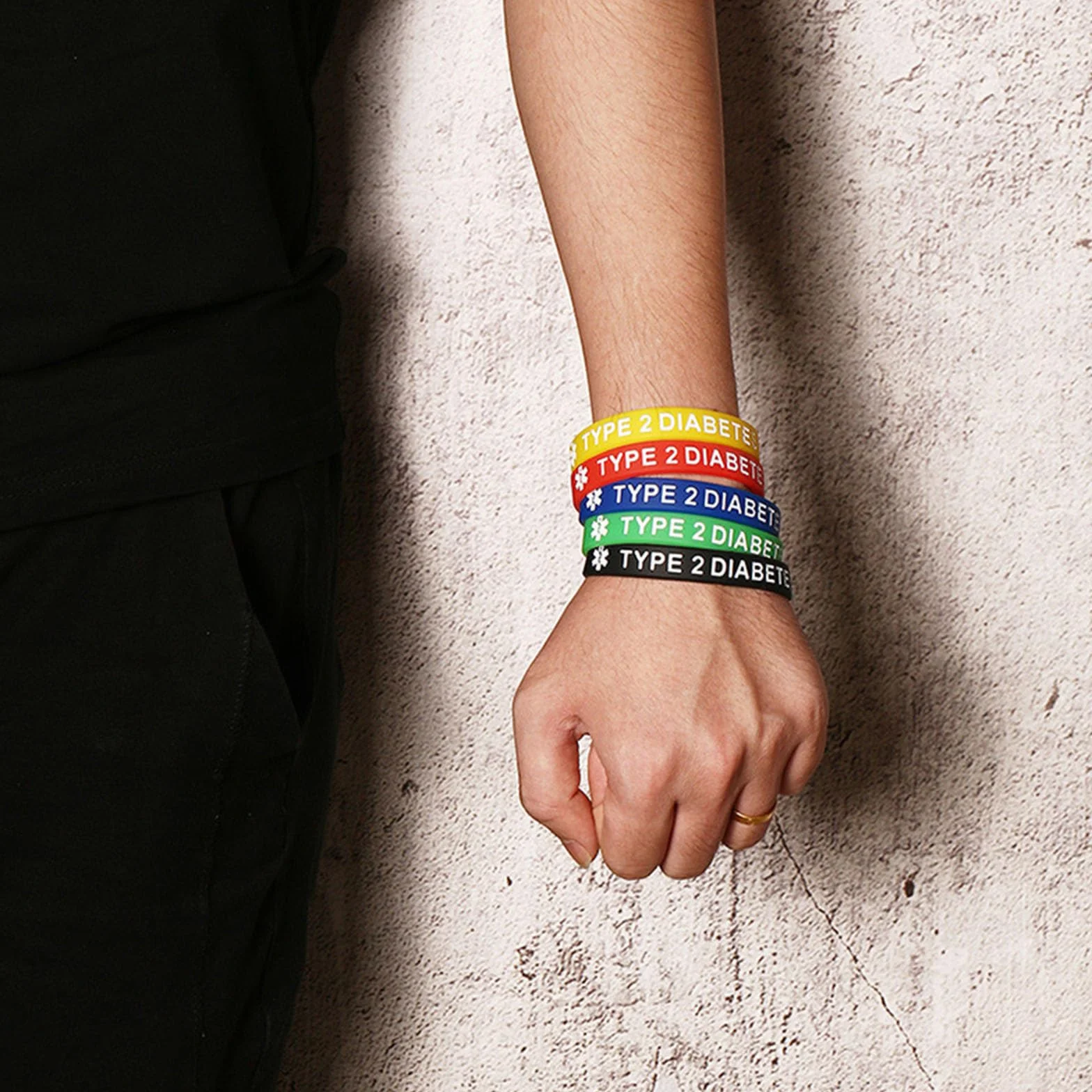 Pulseras de silicona para diabéticos tipo 1/2, impermeables, 7.5 pulgadas, unisex