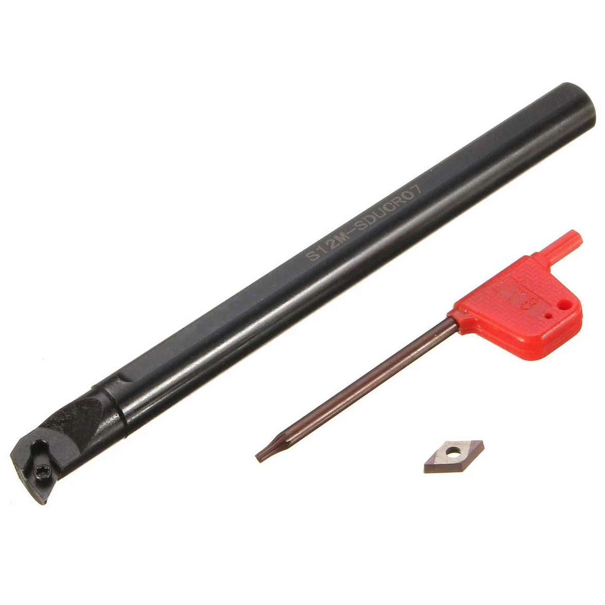 KATSU Juego de Herramientas de Corte y Torneado de Torno 4 Piezas con 4 Insertos Indexables S12M-SDUCR07