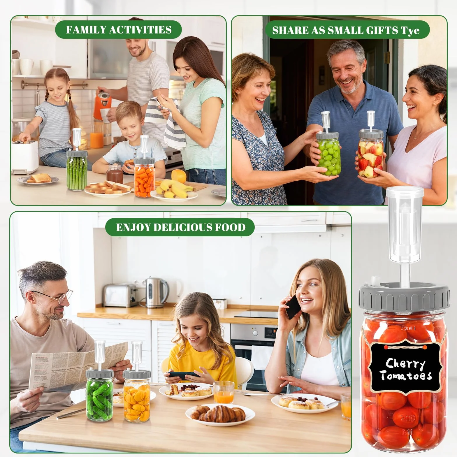 Frasco De Fermentación De Vidrio 1 Litro con Pesas y Bloqueo de Aire Kit para Kimchi Kombucha Chucrut