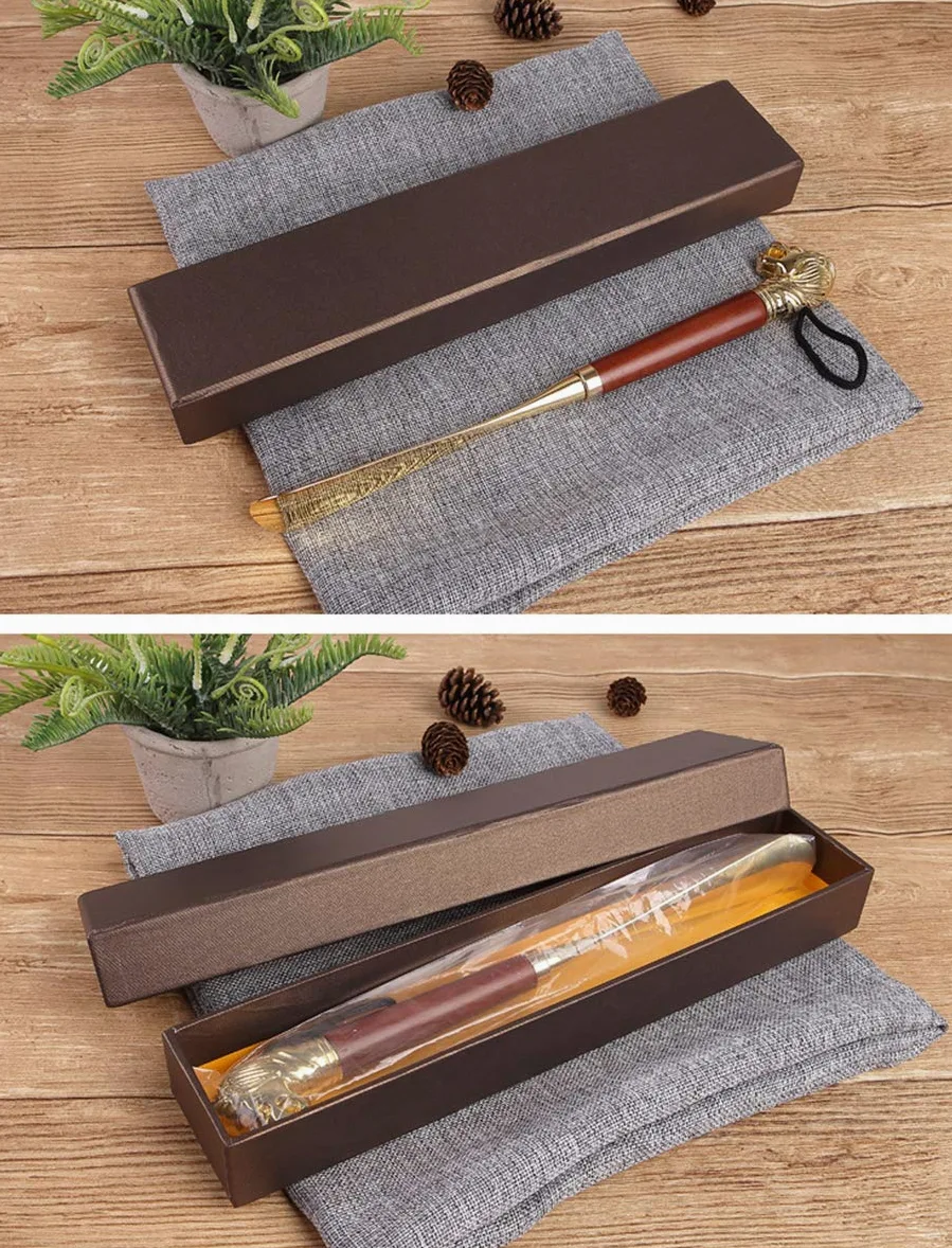 Calzador, Calzador de Alto Grado, Calzador Mango Largo Metal y Madera(Brown Lion 58cm)