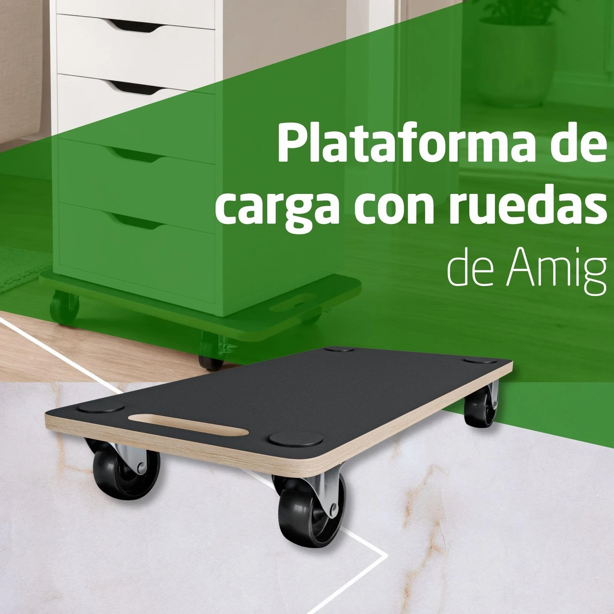 Amig Plataforma de Carga con Ruedas 58x29 cm 200 kg MDF Negro