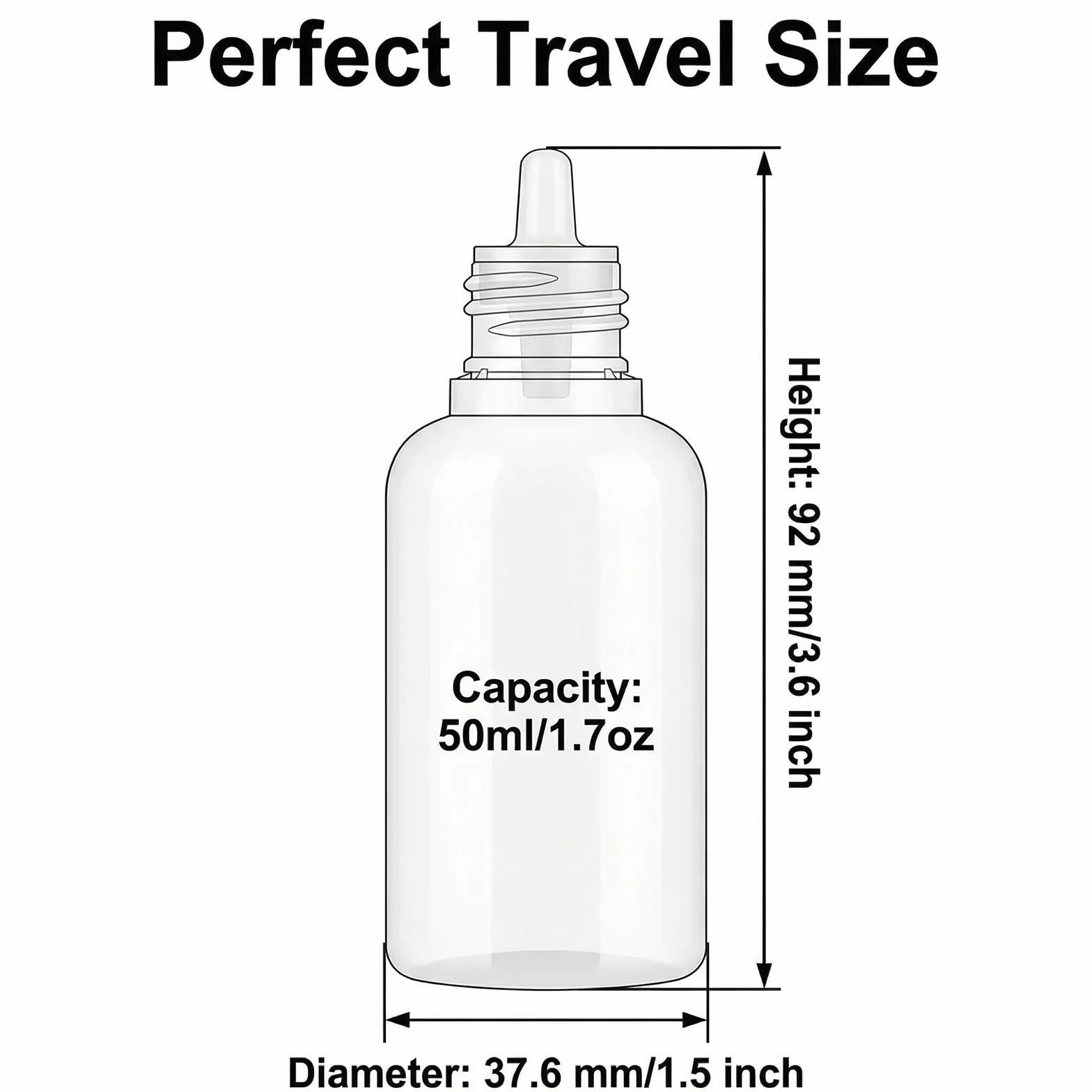 Empty Plastic Eye Drops Bottle 50 ml 24 Pack with Sealing Ring