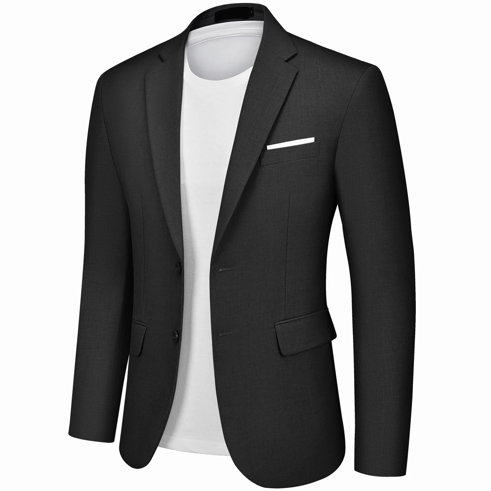 Chaqueta de Traje para Hombre de Dos Botones Blazer de Color Liso de Negocios Business