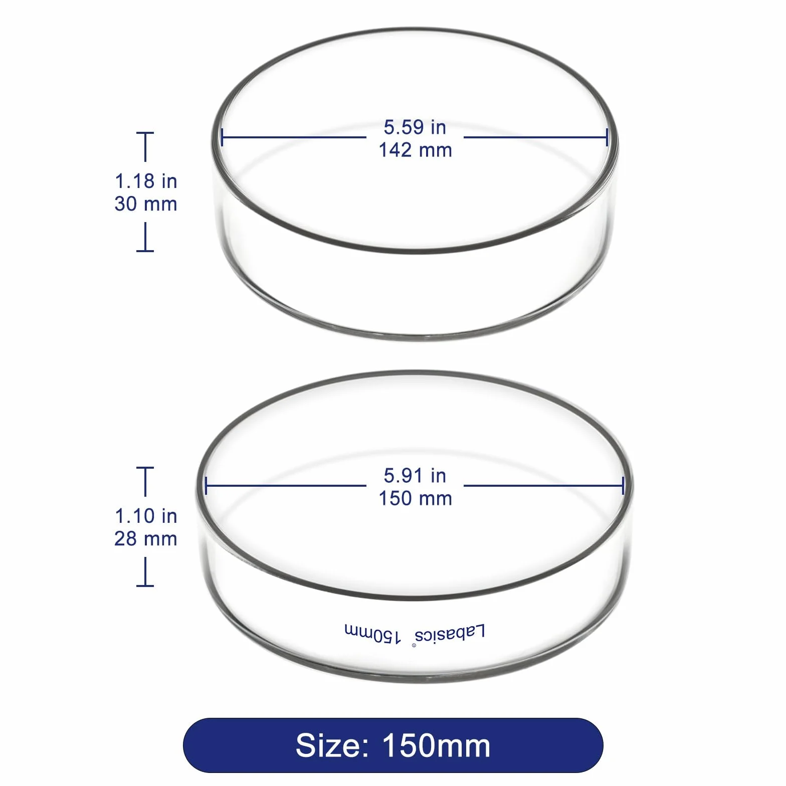 Labasics Placa de Petri Vidrio Borosilicato 150 mm 1 Paquete