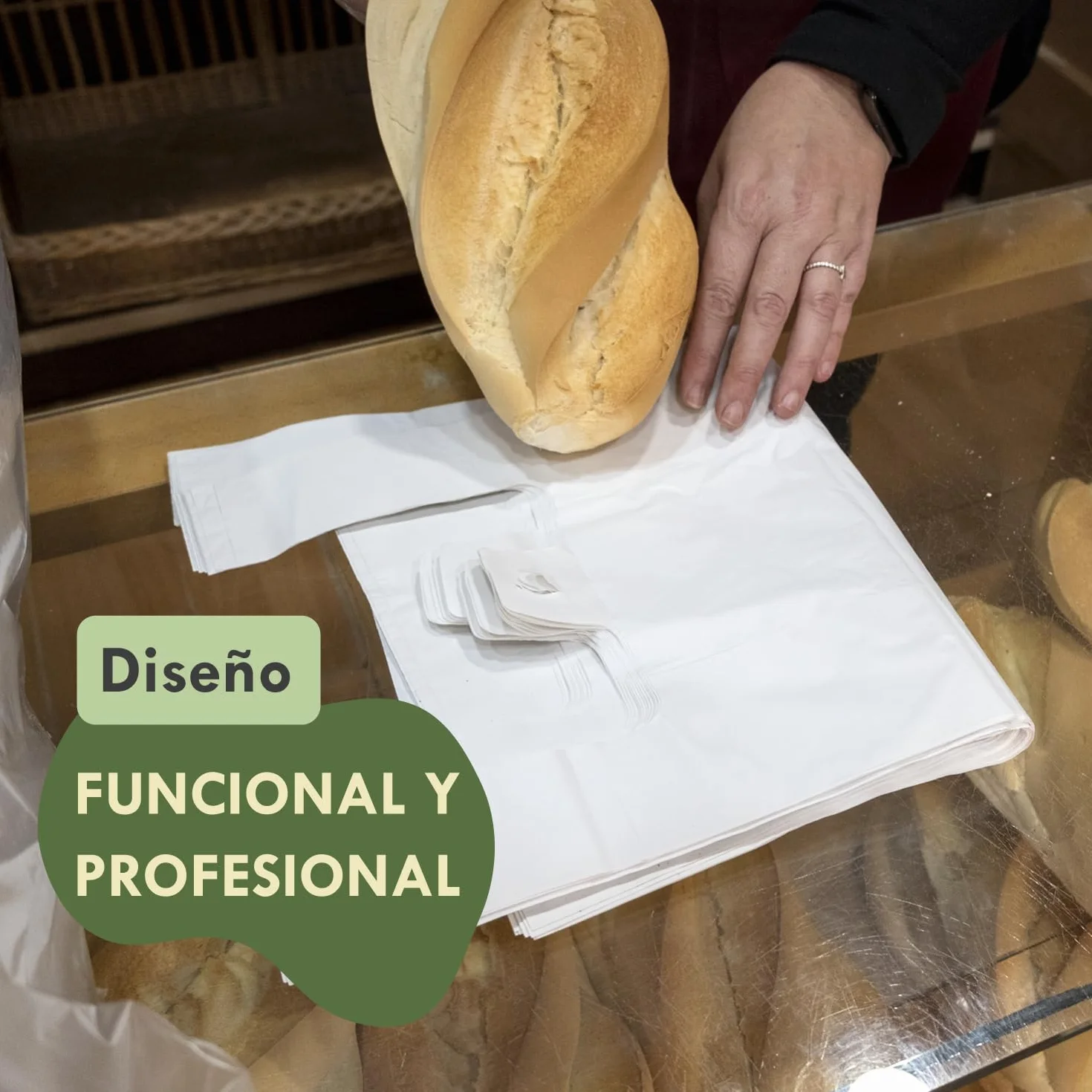 Bolsas de Plástico con Asas Blancas Tipo Camiseta 42x53cm 1KG 70% Recicladas Reutilizables Resistentes
