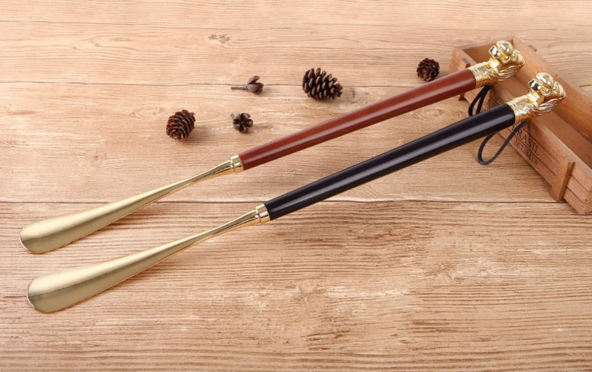 Calzador, Calzador de Alto Grado, Calzador Mango Largo Metal y Madera(Brown Lion 58cm)