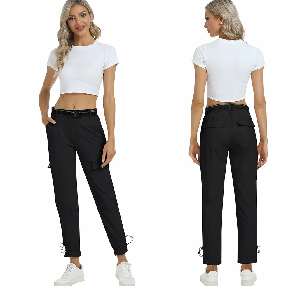 MoFiz Pantalones Trekking Mujer Ligeros Elasticos Cargo Pantalones de Trabajo Impermeable con Bolsillos Pants