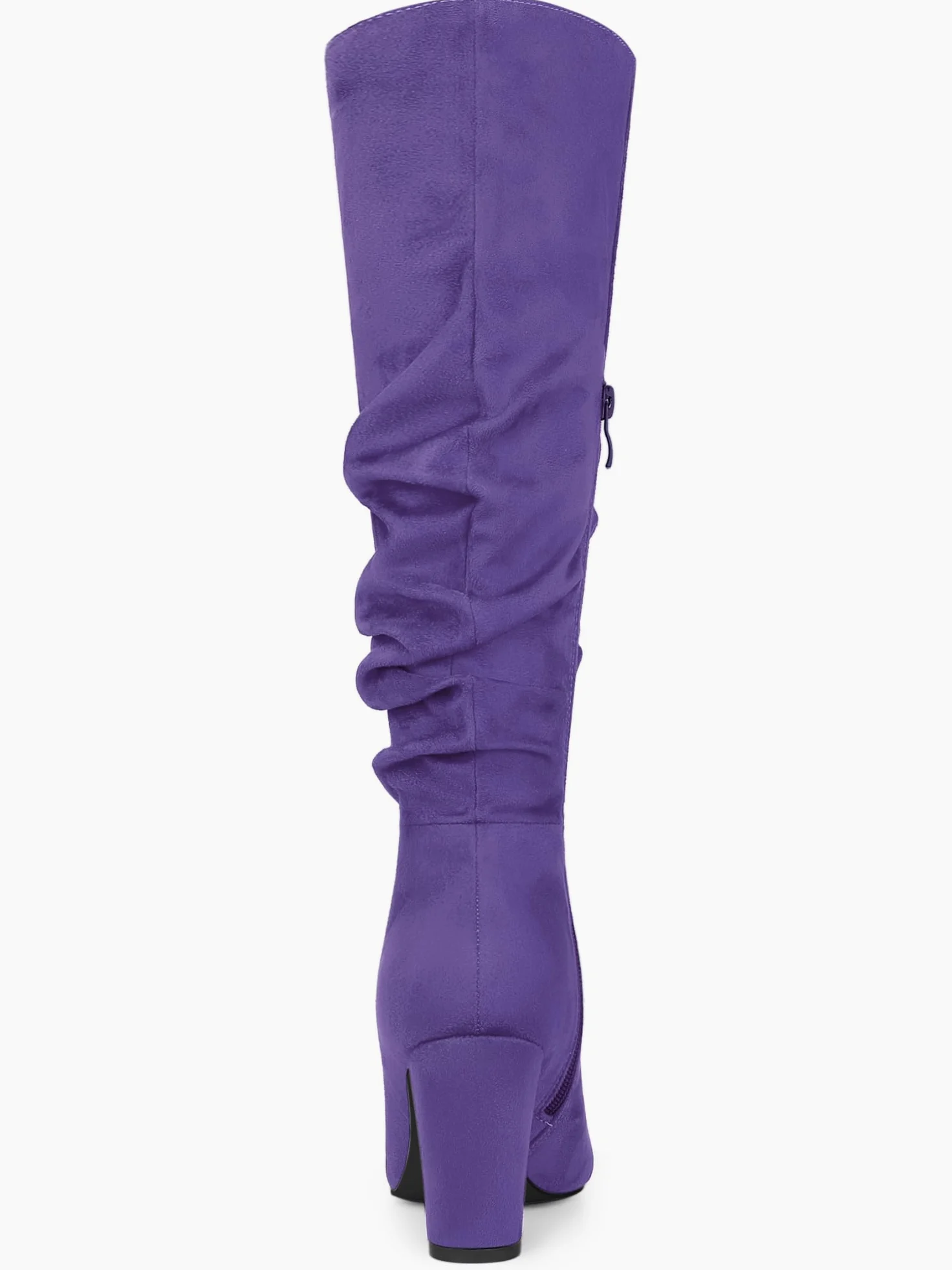 Allegra K Botas altas hasta la rodilla con punta puntiaguda y tacón grueso para mujer