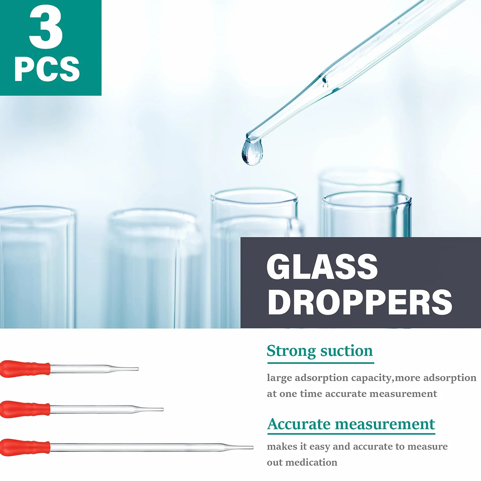 Set Cilindro Graduado Laboratorio 10-100 ml Vaso Precipitado Cristal 50-1000 ml con Goteros Varillas Agitar