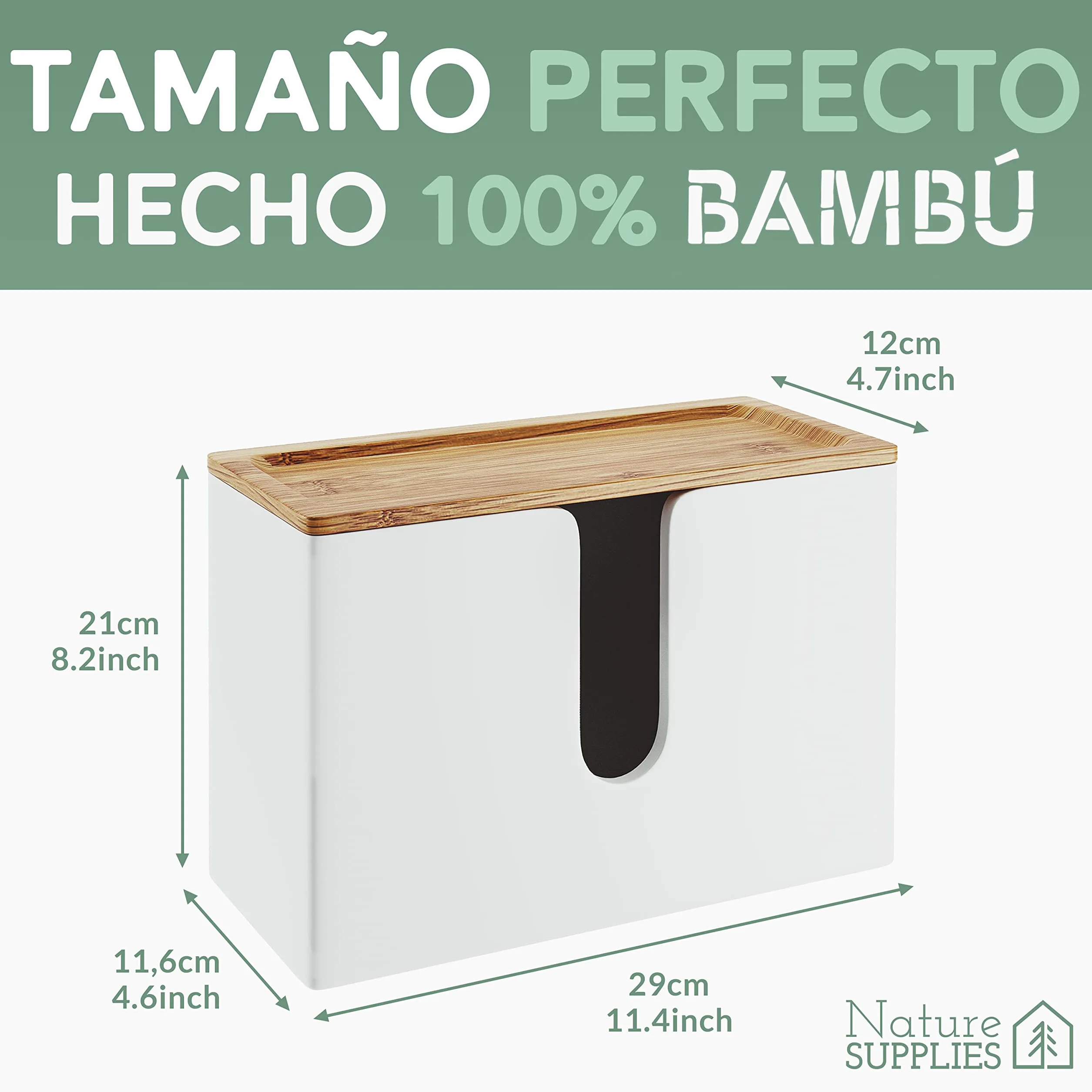 Nature Supplies Dispensador de Toallas de Madera de Bambú para Papel Secamanos Plegadas en C, Z e Intercaladas