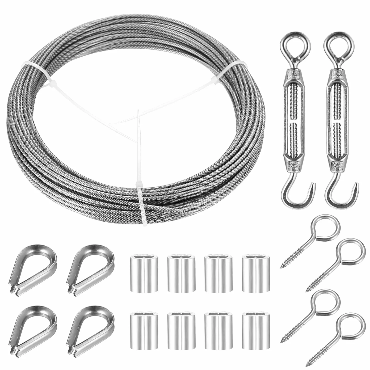 Cable de Acero Inoxidable 2mm x 15m Kit con Tensores para Jardín