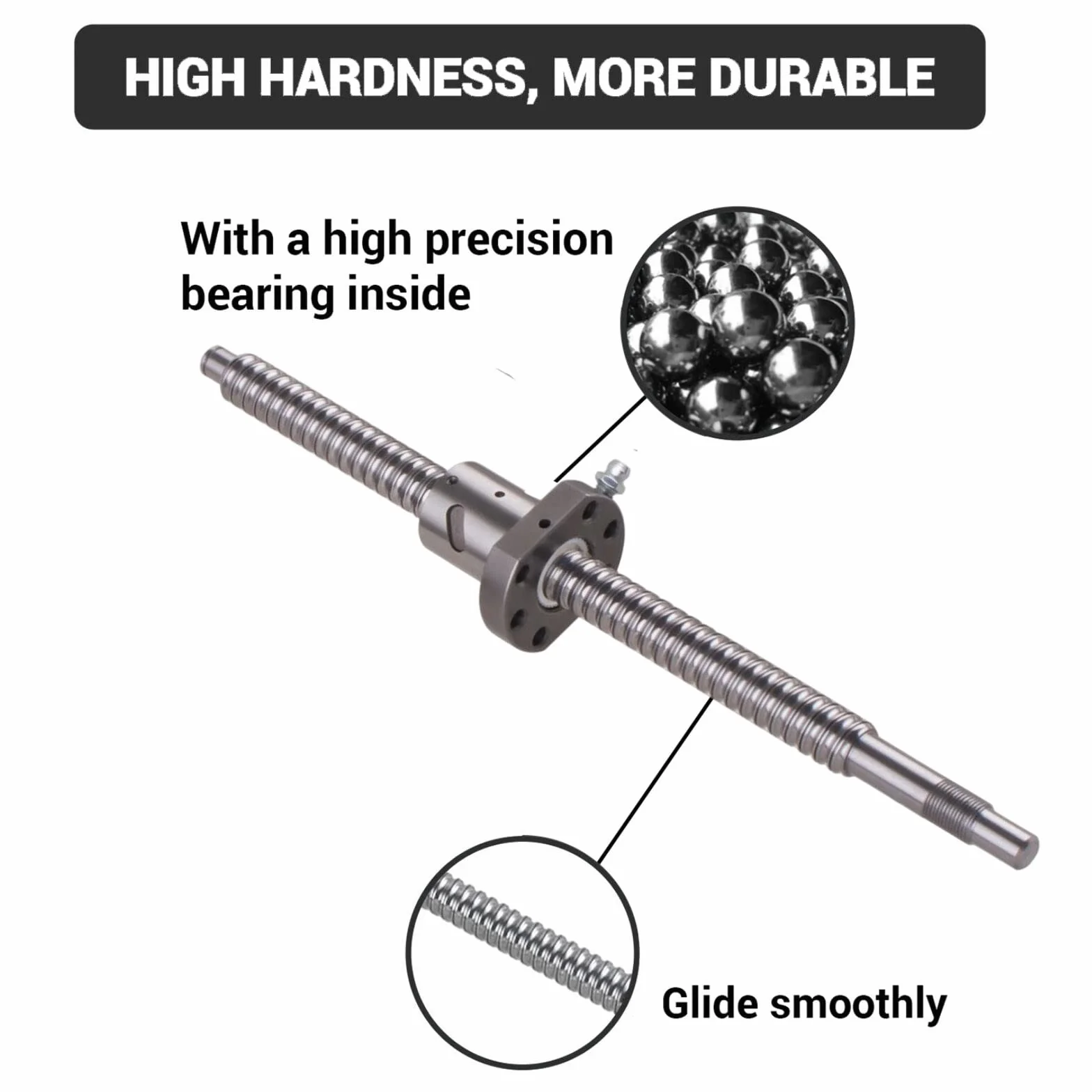 Husillo de bolas SFU1204 300 mm acero inoxidable diámetro 12 mm paso 4 mm para máquinas CNC