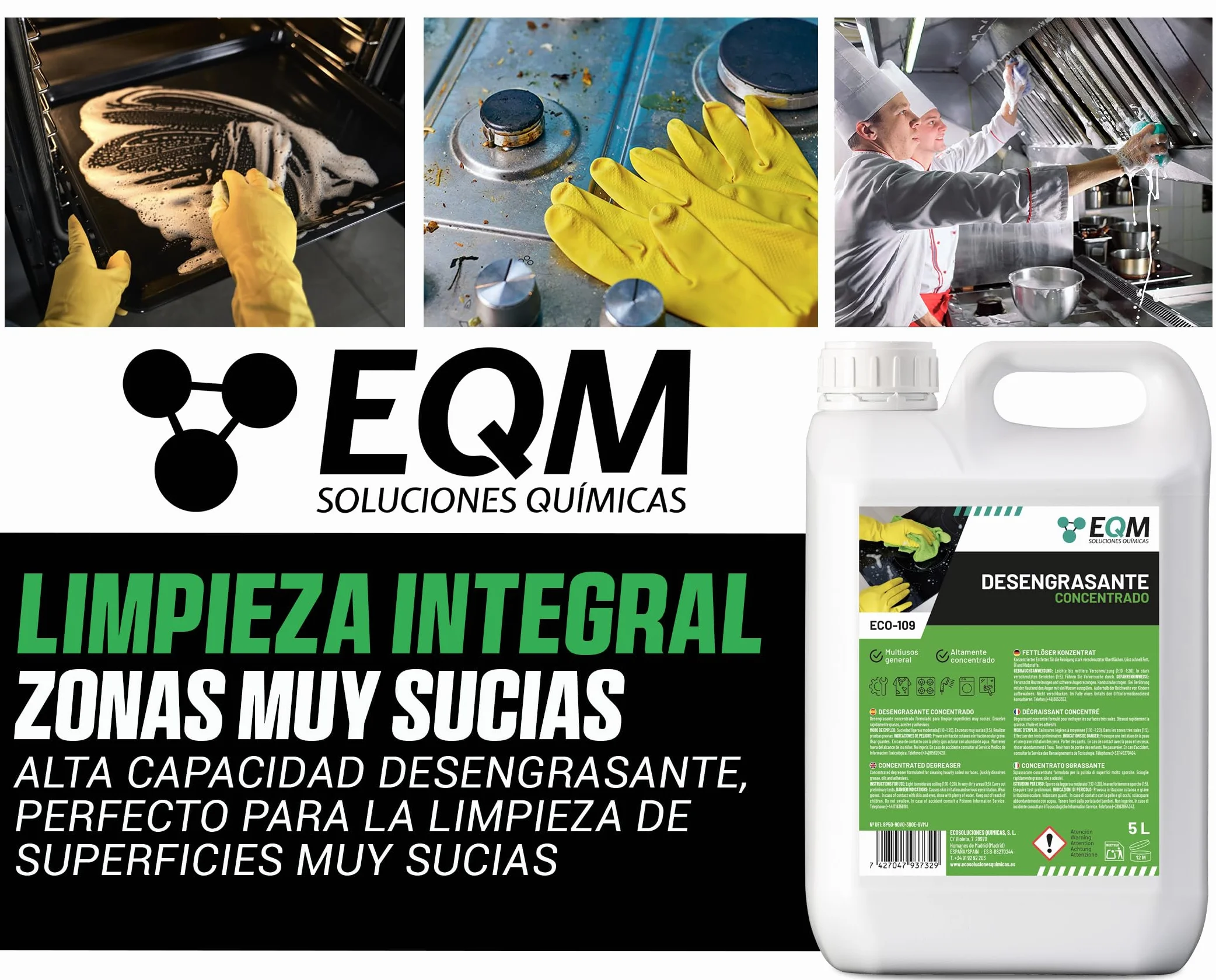 EQM ECO-109 Desengrasante Concentrado 5L Quitagrasas Alta Eficacia