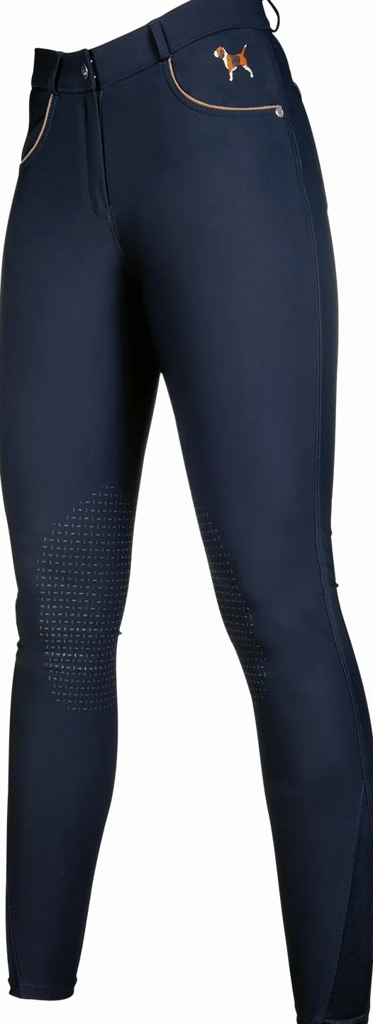 HKM Beagle Rodillera Silicona - Pantalones de Montar Mujer