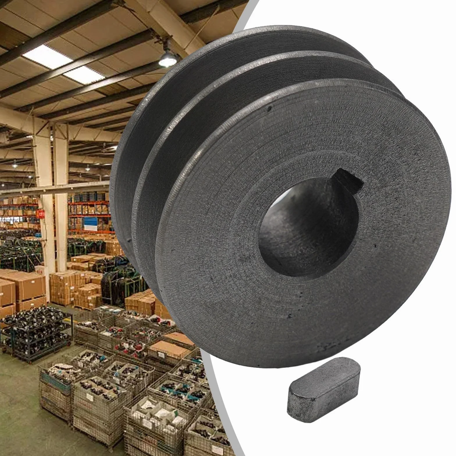 Polea de correa en V de hierro fundido, doble ranura 64x30x28mm para motor