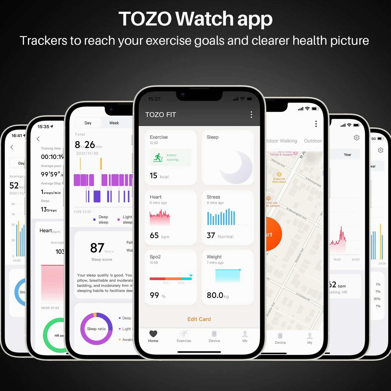 TOZO Reloj Inteligente S2 Alexa para Mujeres y Hombres, rastreador de Fitness Integrado con Monitor de frecuencia cardíaca y oxígeno en Sangre, Monitor de sueño, Pantalla táctil HD Impermeable 5 ATM