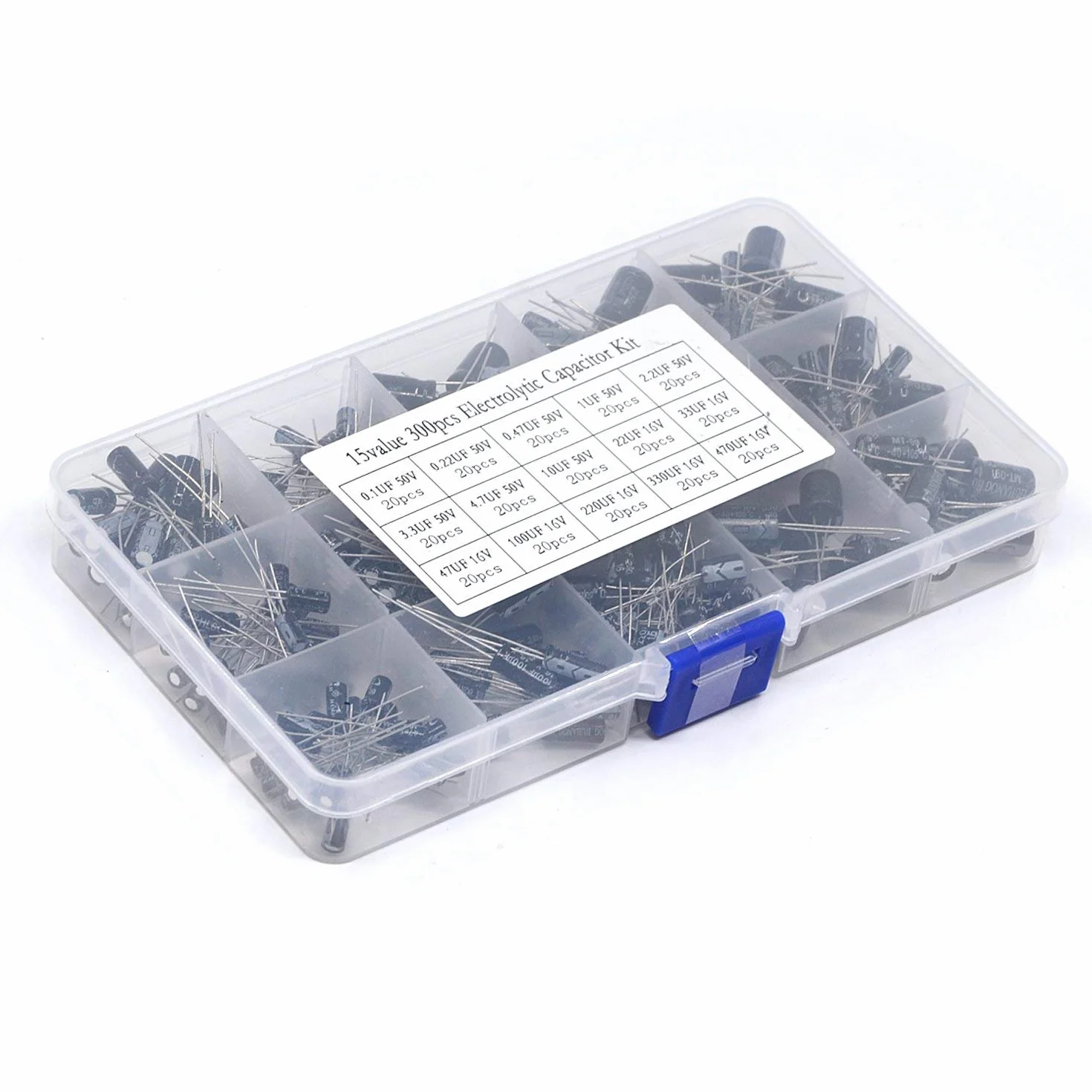 ARCELI Electrolytic Capacitor Assortment Kit 300pcs 15 Values 0.1uF to 470uF