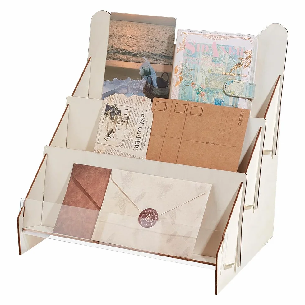 PH PandaHall Expositor de madera para tarjetas de felicitación y pegatinas portátil