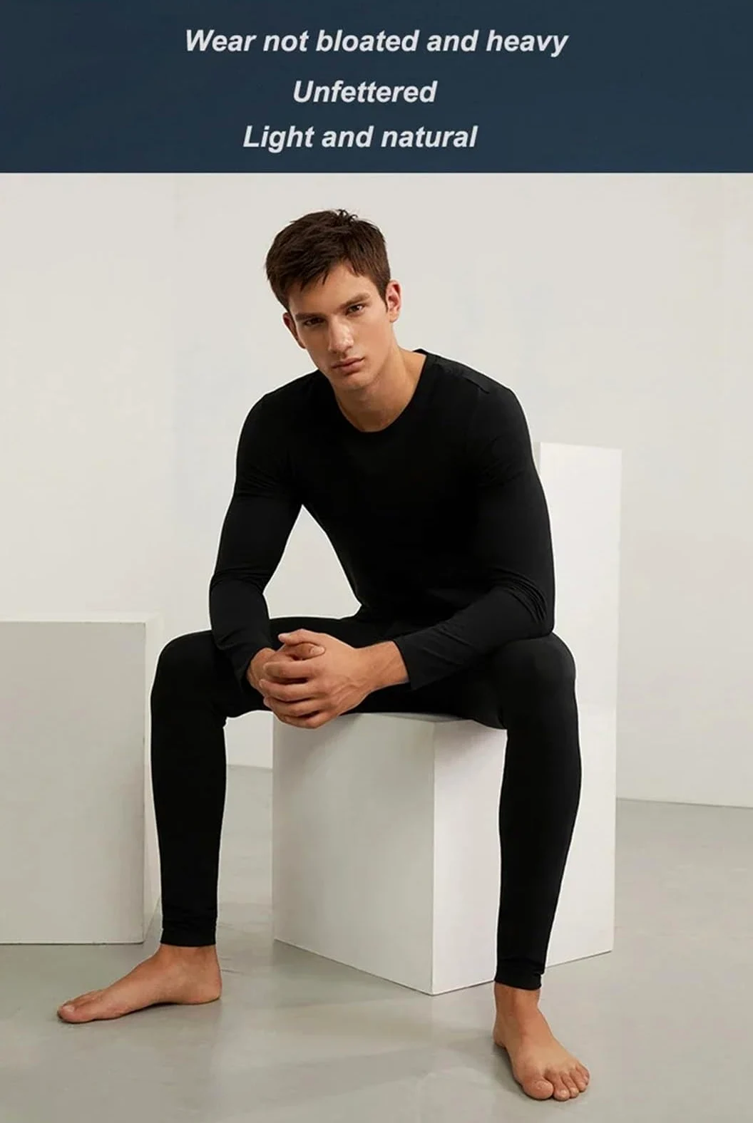 Conjuntos Térmicos Para Hombre Traje deportivo de invierno for hombre, ropa interior térmica de esquí de secado rápido, conjunto de compresión, mallas térmicas de felpa cálidas, color negro Para El Ru