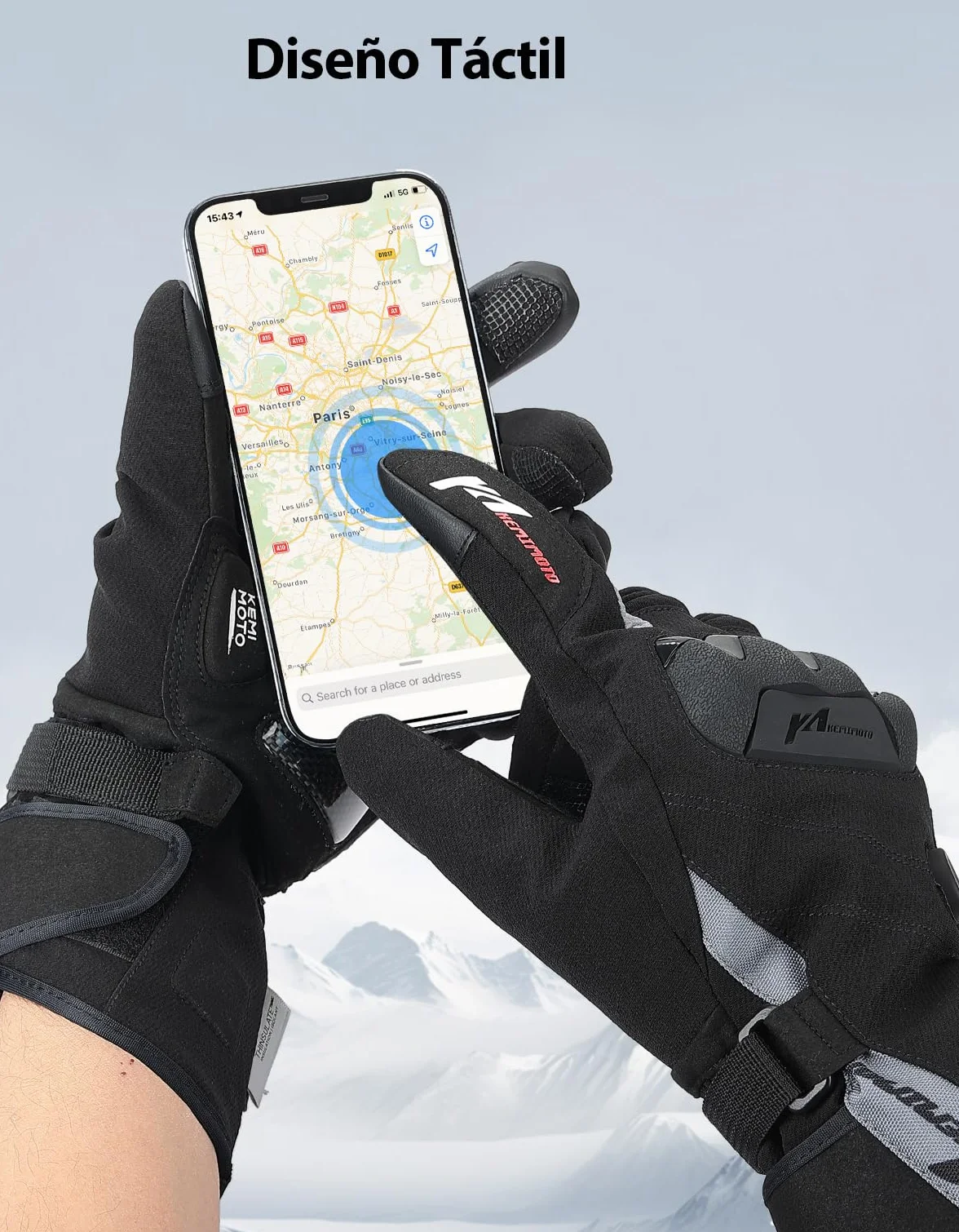 KEMIMOTO Guantes Calefactables, Guantes Moto Térmicos con Batería 2500 mAh, Guantes Moto Invierno Hombre y Mujer, Resistente al Desgaste para Moto, Esquí, Actividades Hielo Nieve