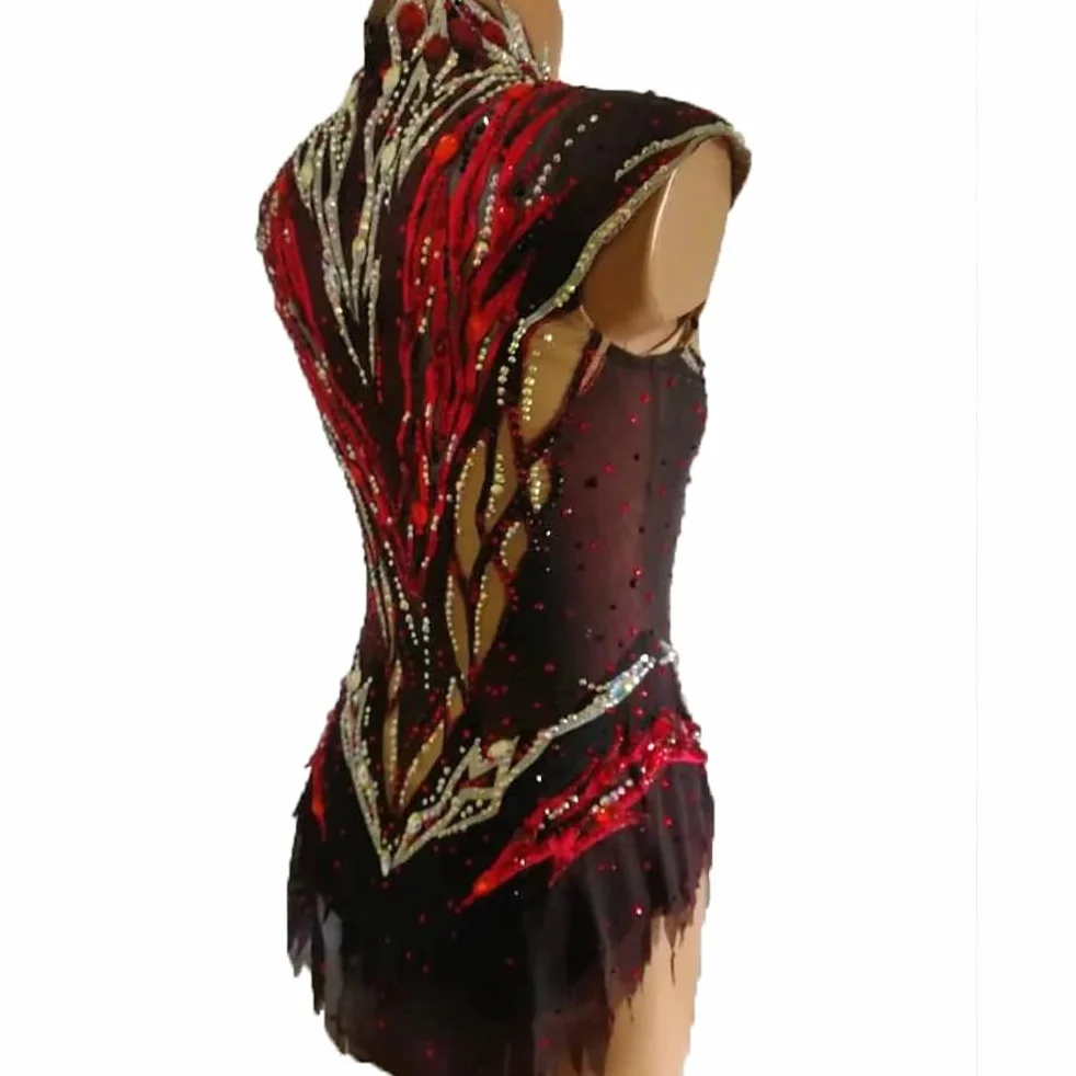 Maillot De Gimnasia Profesional para Niñas Vestidos De Competición para Patinaje Artístico sobre Hielo para Mujer Ropa De Gimnasia Rítmica Hecha A Mano Alta Elasticidad
