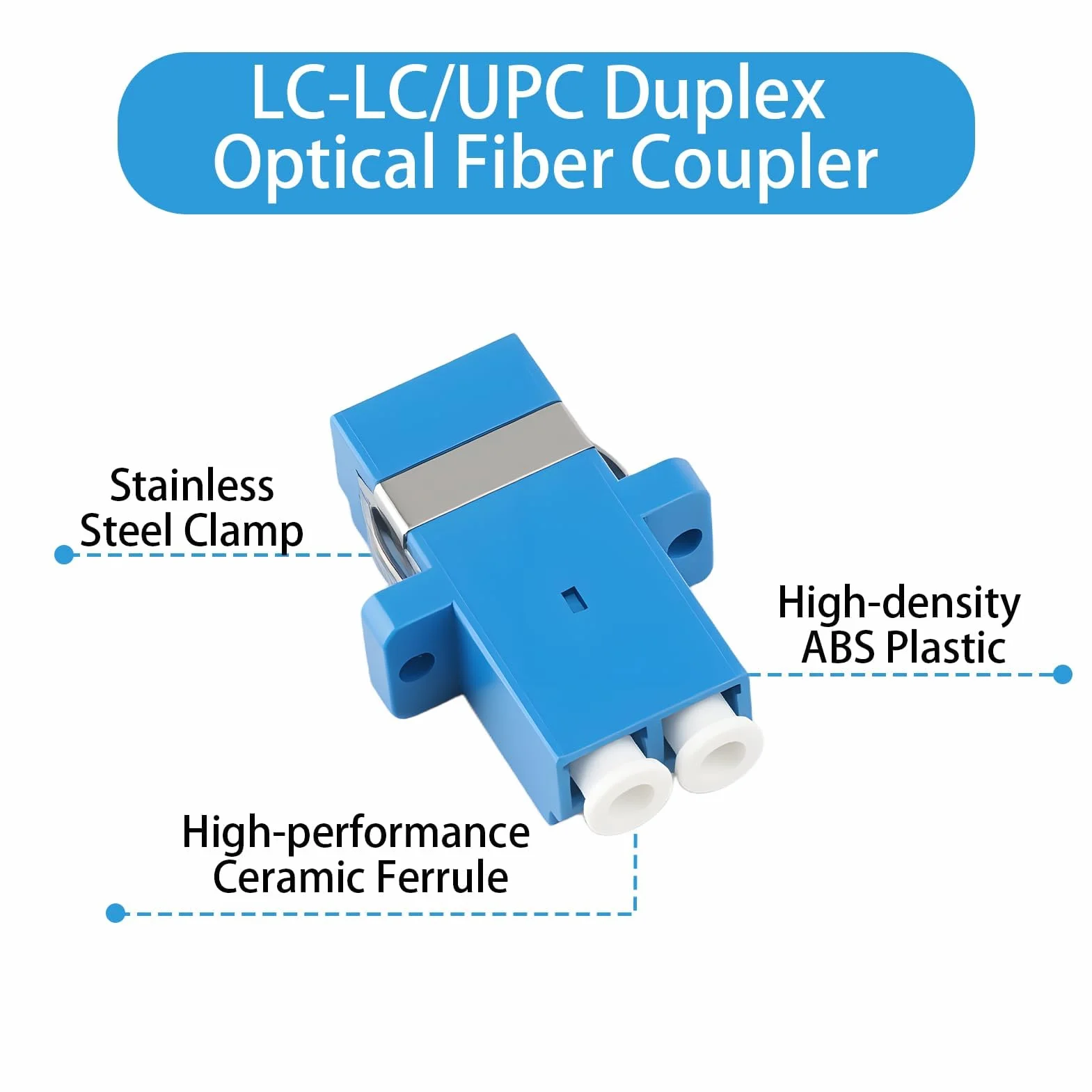 Conector de fibra óptica LC-LC dúplex monomodo UPC acoplador 10 unidades para FTTH