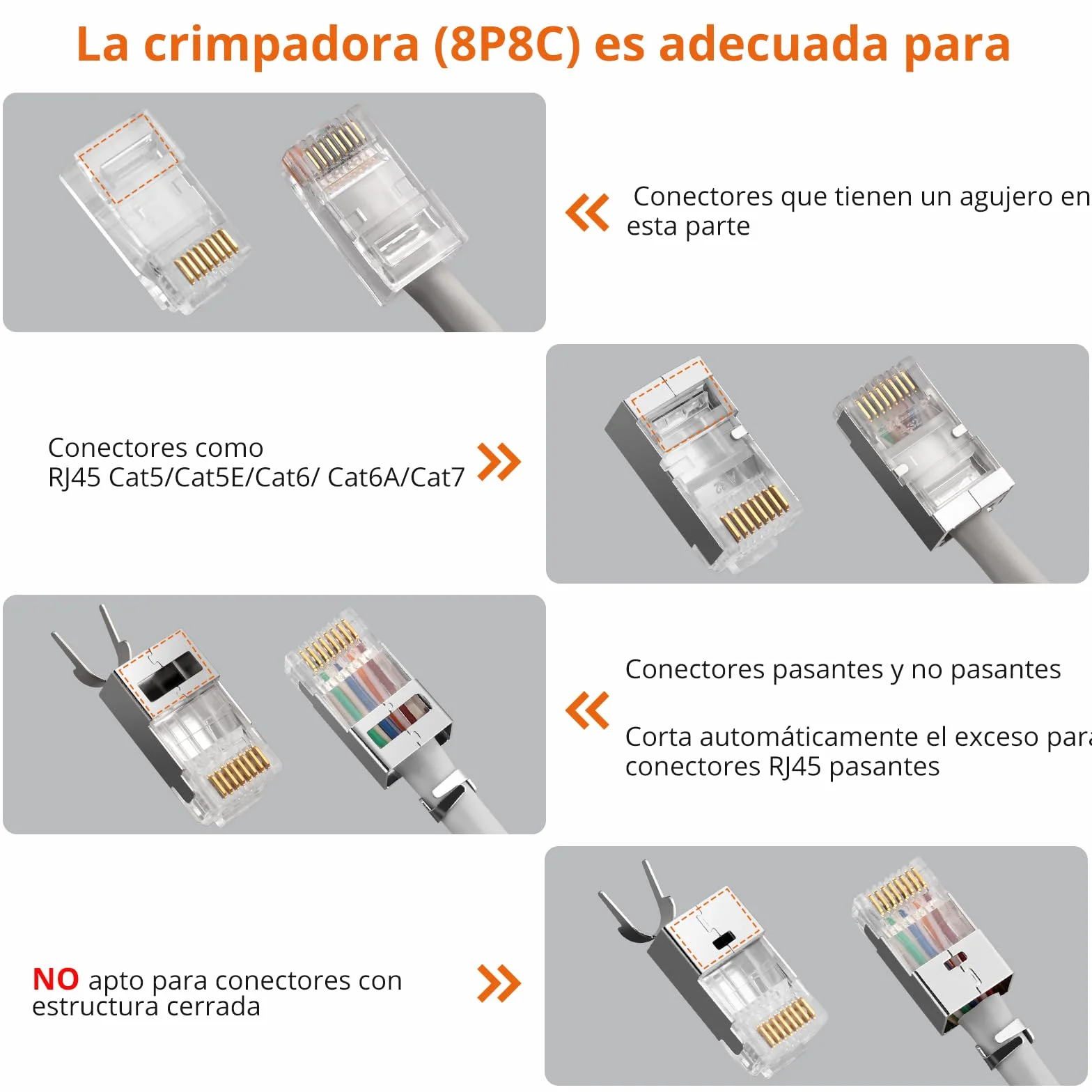Proster Kit de Crimpadora RJ45 Cat6 Cat5 Cat5e Herramienta de Crimpado 8P8C para Cables Ethernet