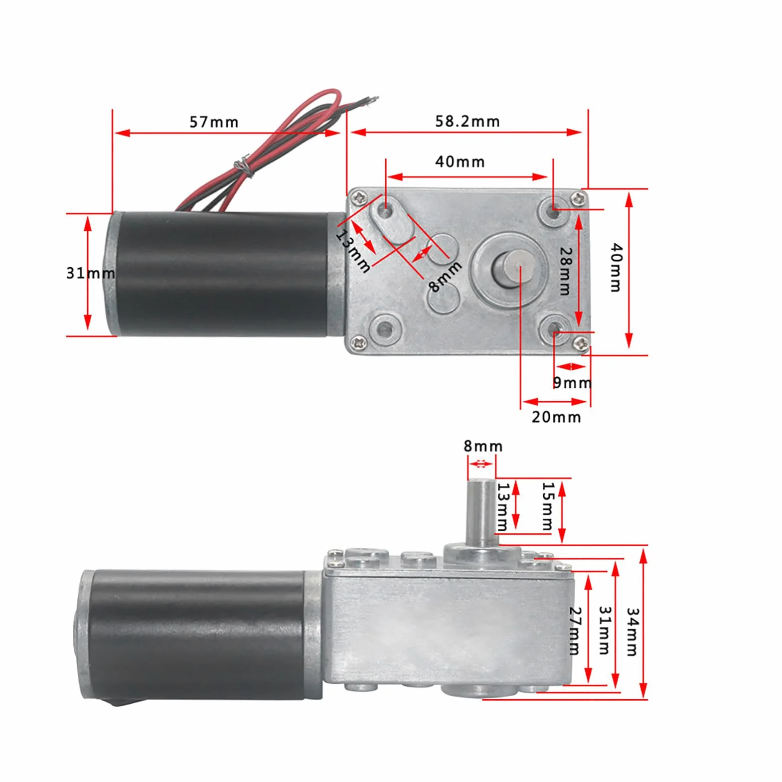 Yosoo Health Gear Motor de Engranajes CC 12V, Alta Velocidad de Torsión, Caja de Cambios Eléctrica Reversible Eje 8mm