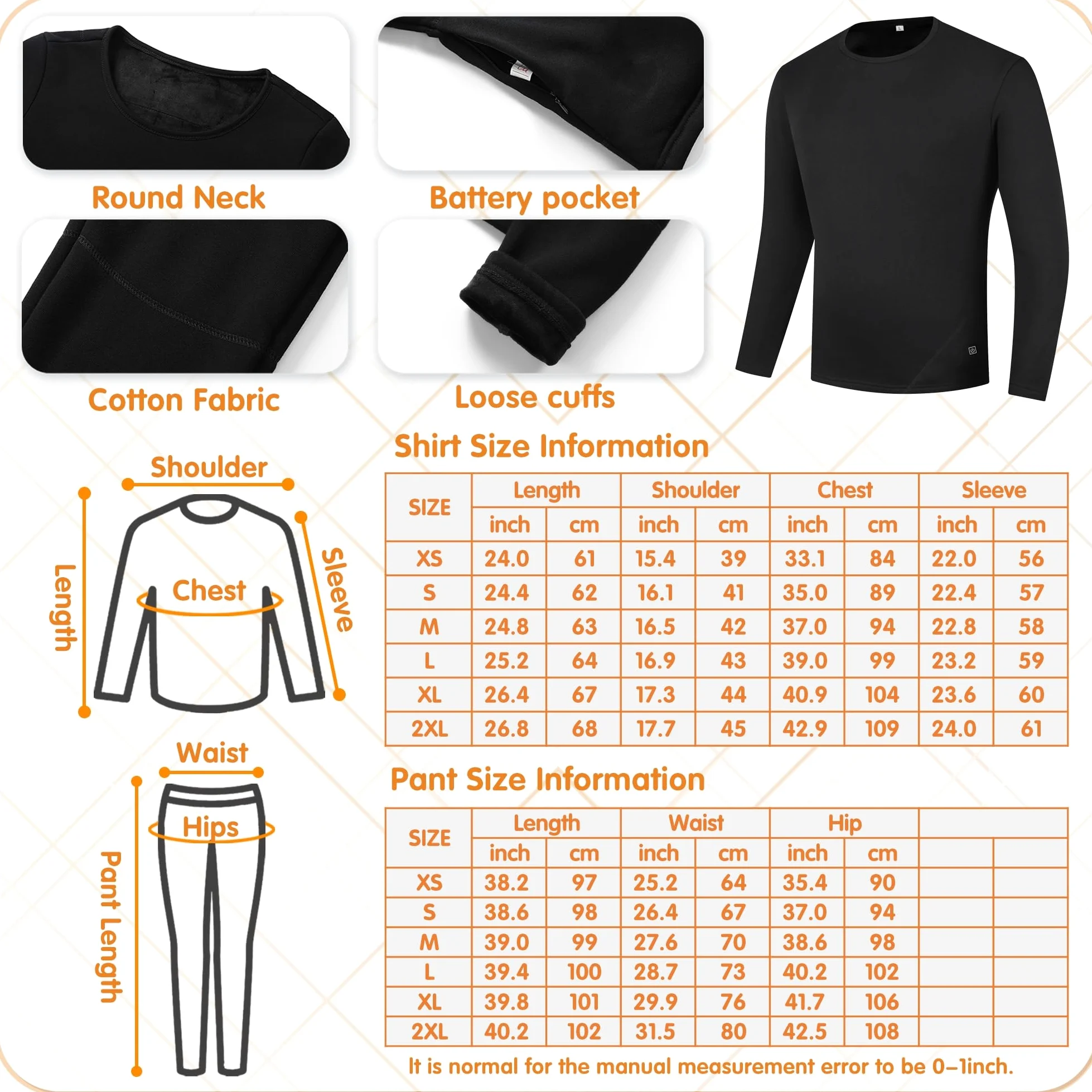 Camisas Térmicas Calentadas, Ropa Interior De Calefacción para Hombre Camiseta De Manga Larga Calentada Eléctrica Superior para La Caza Camping