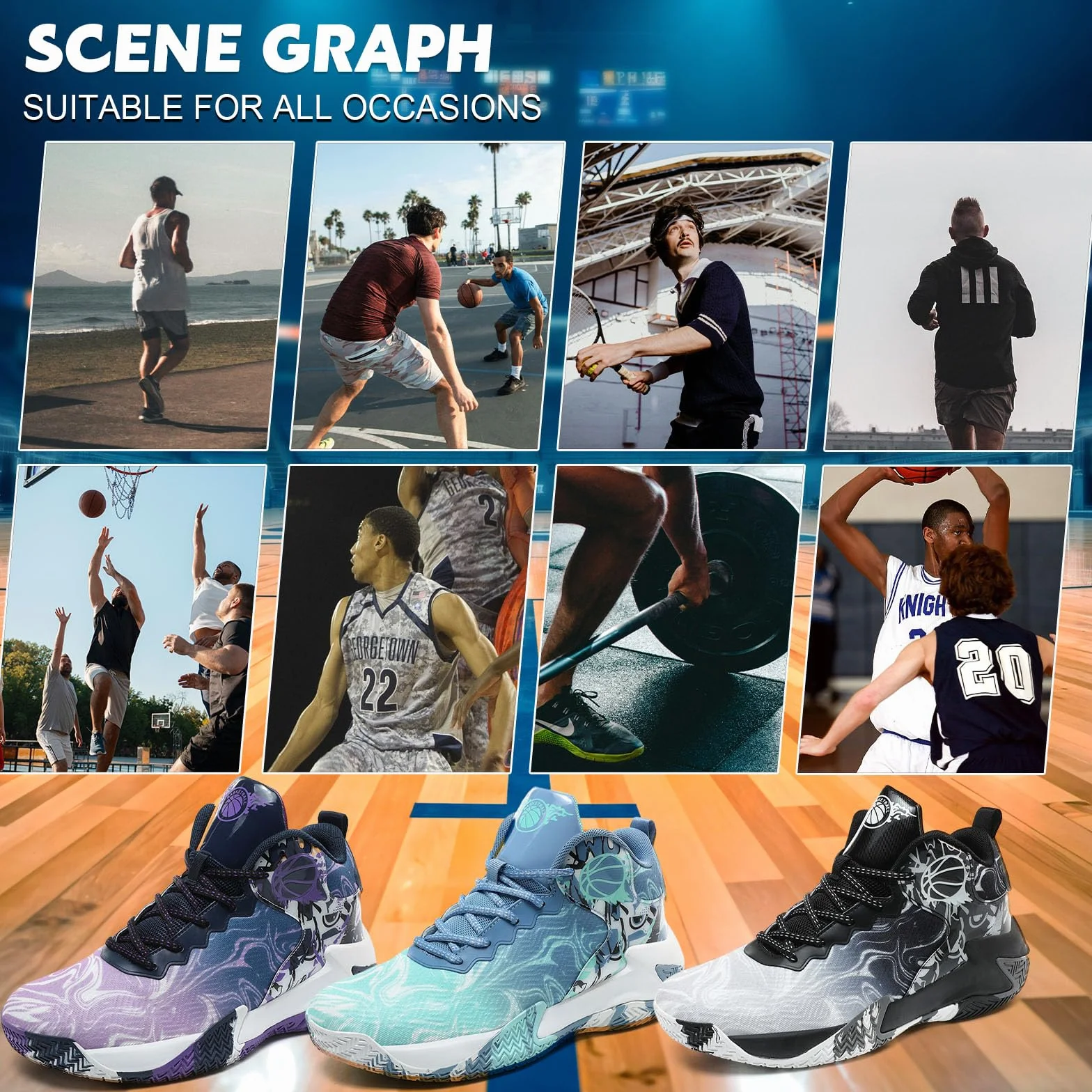 Zapatillas de Baloncesto para Hombre Zapatillas Deportivas cómodas de Malla para Caminar Zapatillas Ligeras de Moda para Correr al Aire Libre