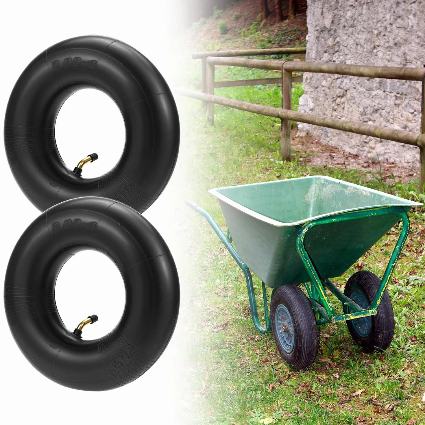 QWORK 2 Piezas cámara rueda carretilla 3.00-4 260x85 mm para carros scooters movilidad