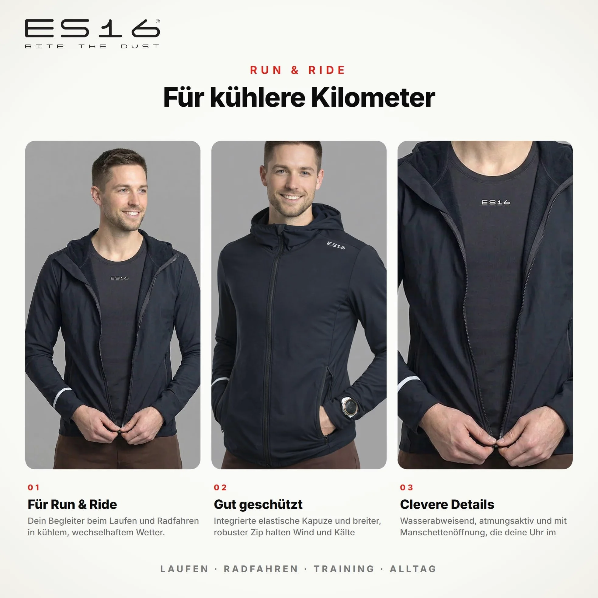 Løbejakke Soft Element Chaqueta Running Hombre | Cortavientos Ligera Transpirable para Correr y Ciclismo – Capa Intermedia con Cremallera Completa