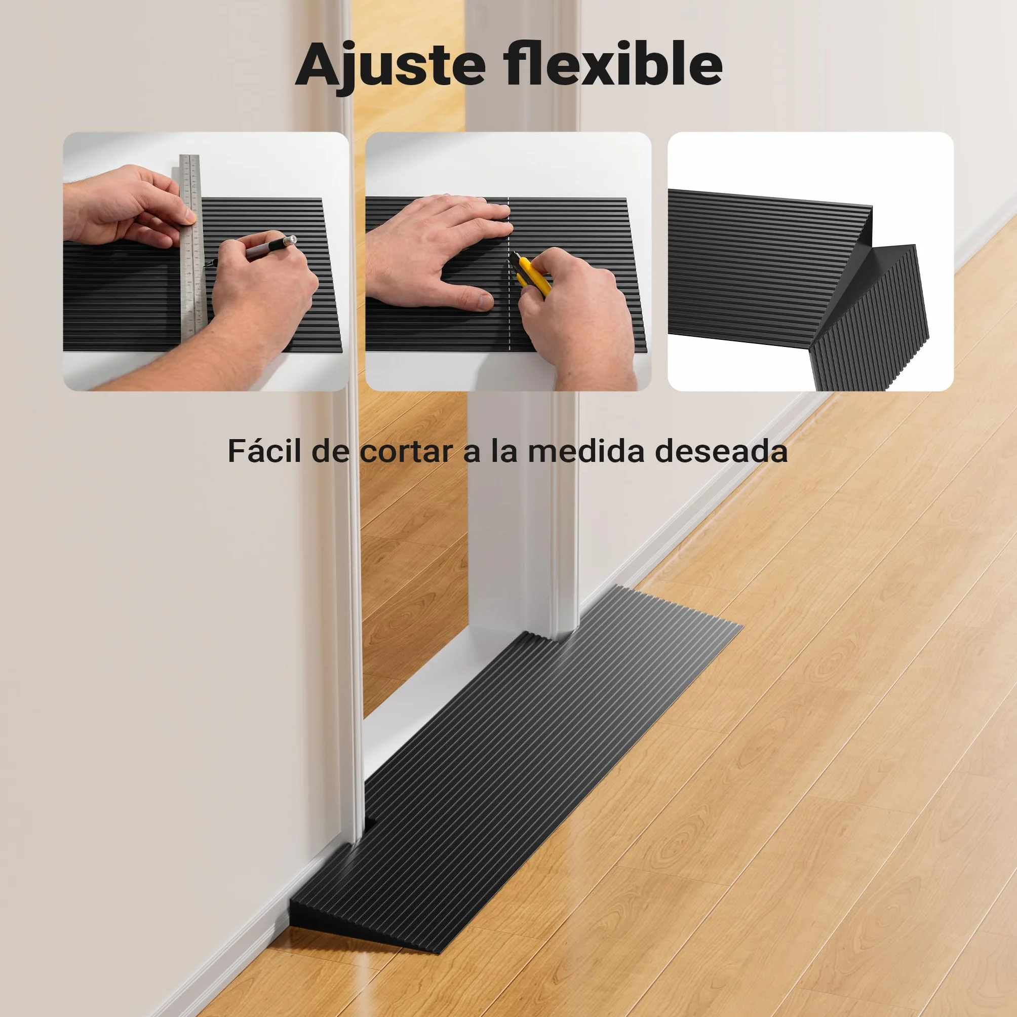Rampa para Borde de Puerta 30x200x900mm, Acceso Antideslizante, Goma Maciza
