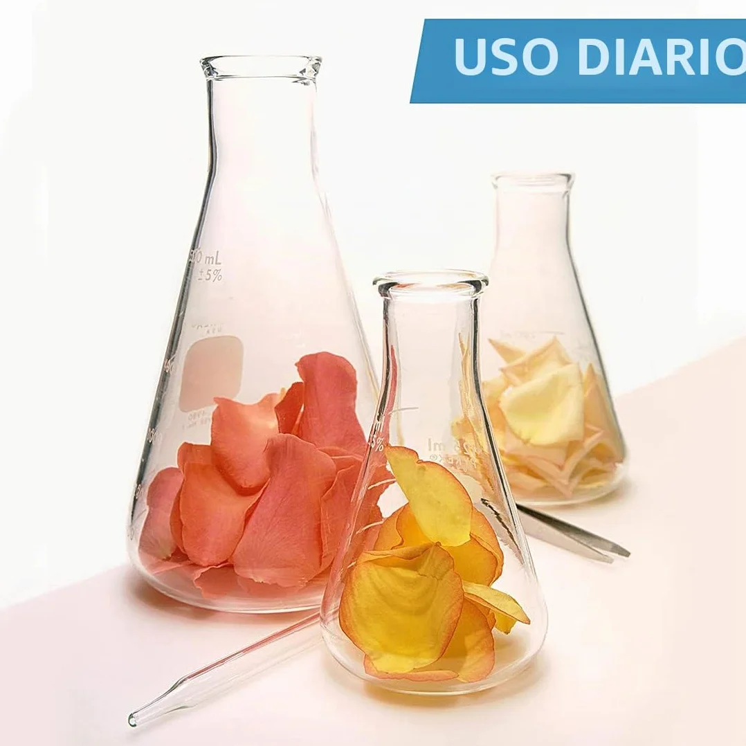 JESSTOLO Juego de Matraces Erlenmeyer de Vidrio 150ml 200ml 250ml con Tapones de Goma