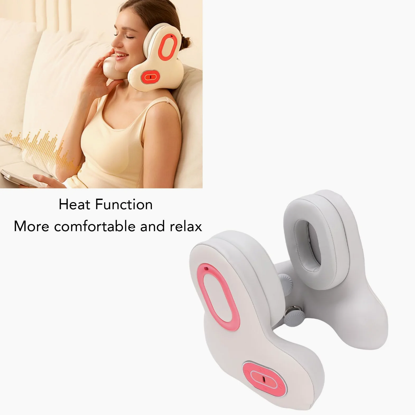 Almohada de Cuello para Viajar, Almohada de Cuello de Viaje con Calefacción para Coche de Avión