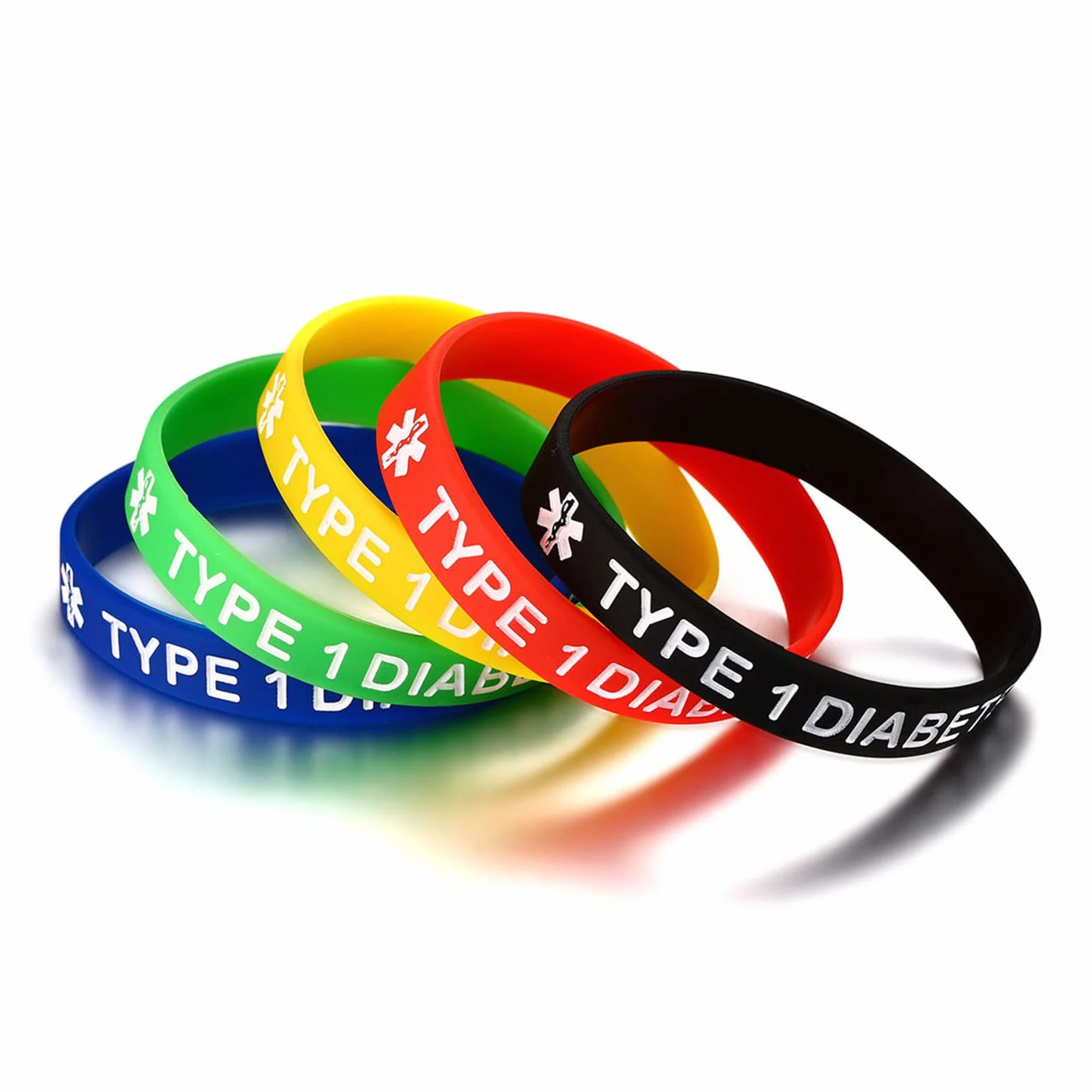 Pulseras de silicona para diabéticos tipo 1/2, impermeables, 7.5 pulgadas, unisex