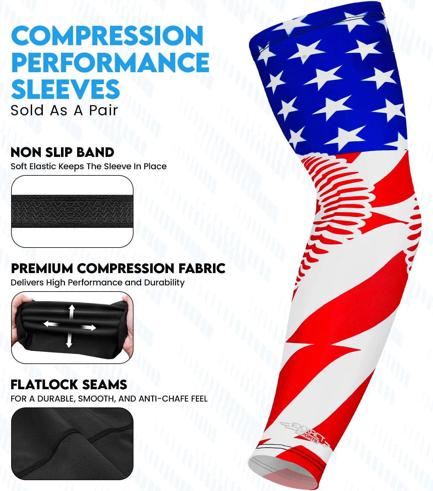 Exxact Sports Mangas de compresión para hombres, manga de brazo de béisbol para jóvenes y adultos, fútbol, baloncesto y deportes (1 par)