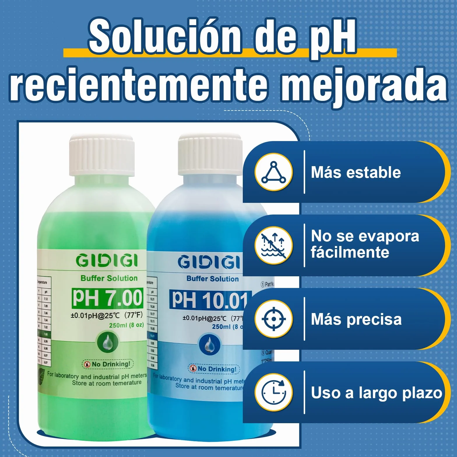 Kit de solución de calibración de medidor de pH, pH 7,00, 10,01 y solución de protección de electrodo