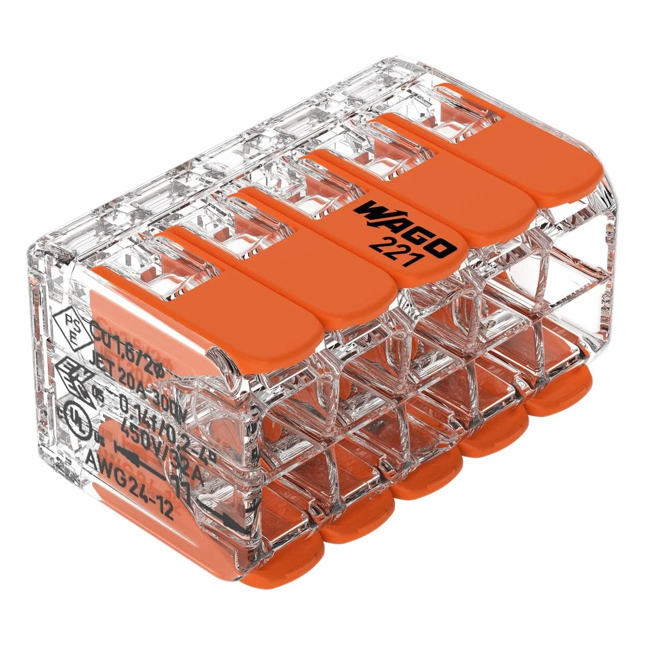 WAGO COMPACT 221-420 Conector de Cable 10 Conductores 4 mm² 15 Unidades