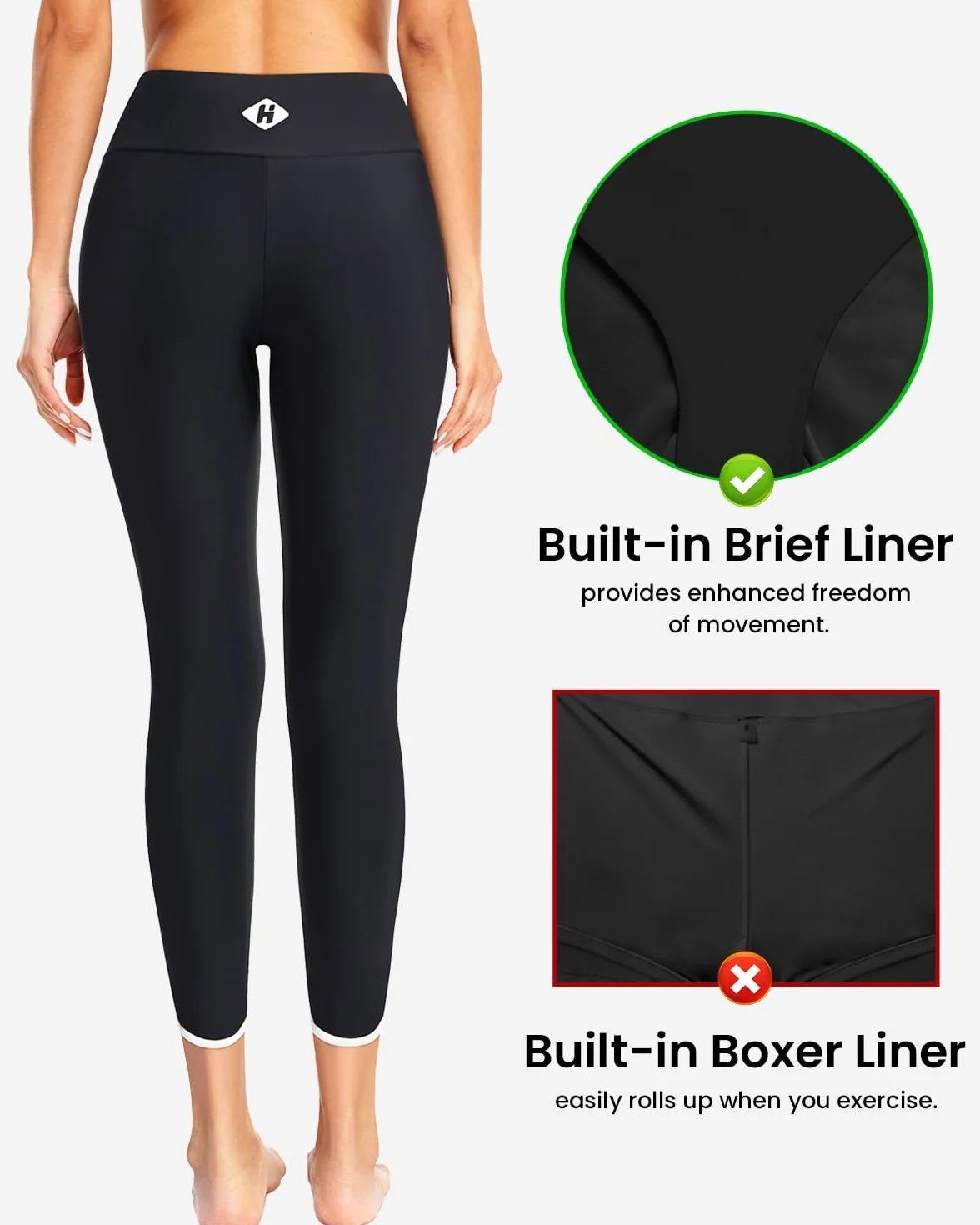Pantalones de natación de cintura alta para mujer Holipick, leggings UPF 50+