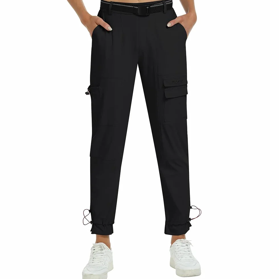 MoFiz Pantalones Trekking Mujer Ligeros Elasticos Cargo Pantalones de Trabajo Impermeable con Bolsillos Pants