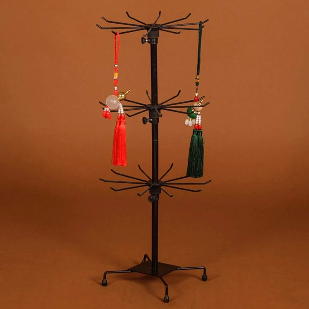 Soporte de exhibición de joyería de 3 niveles, soporte giratorio para collares, encimera de metal para el hogar, tiendas minoristas, salas de exposición, perfecto para collares y accesorios